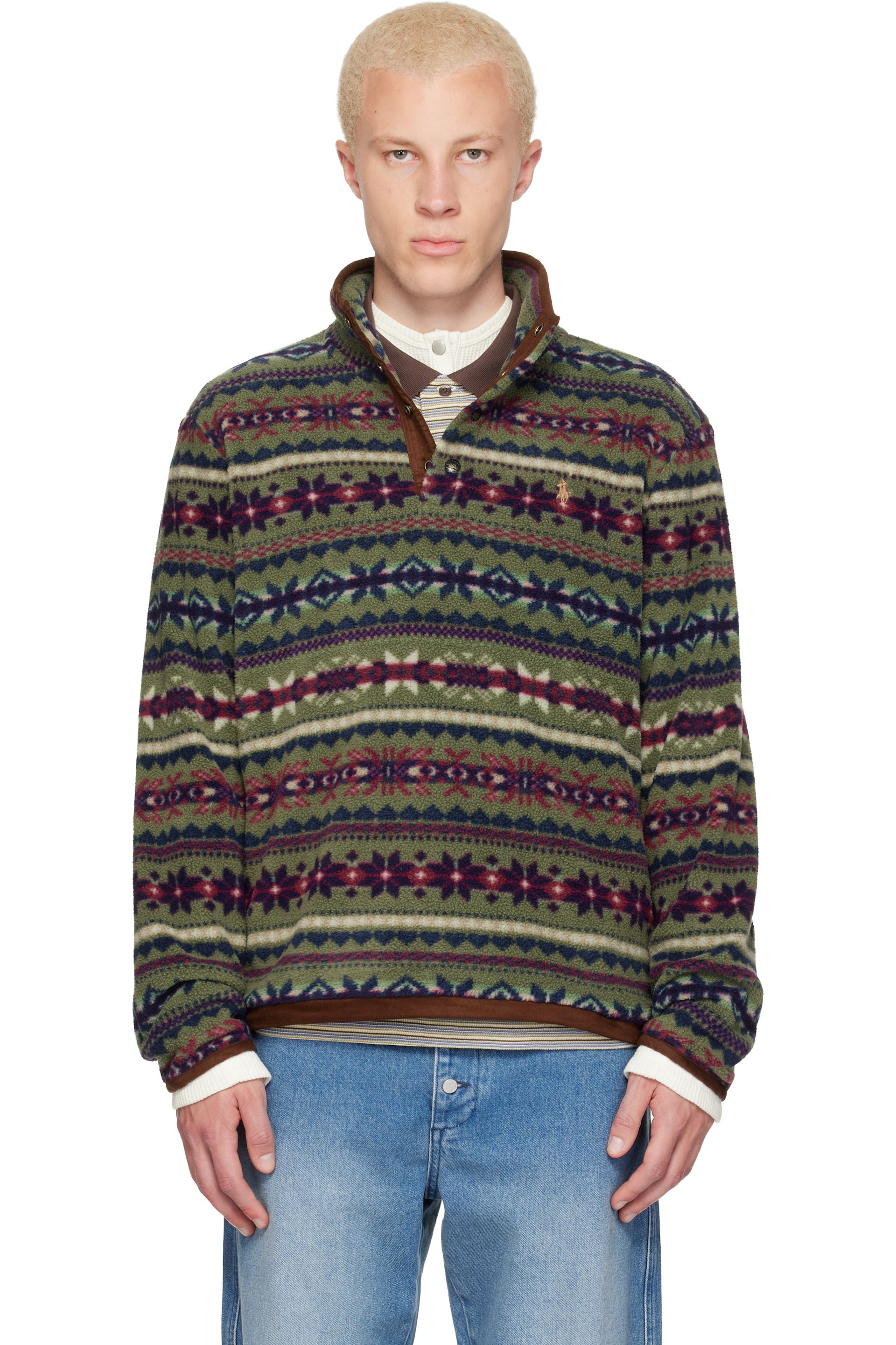 Polo Ralph Lauren - Pull vert en molleton à motif
