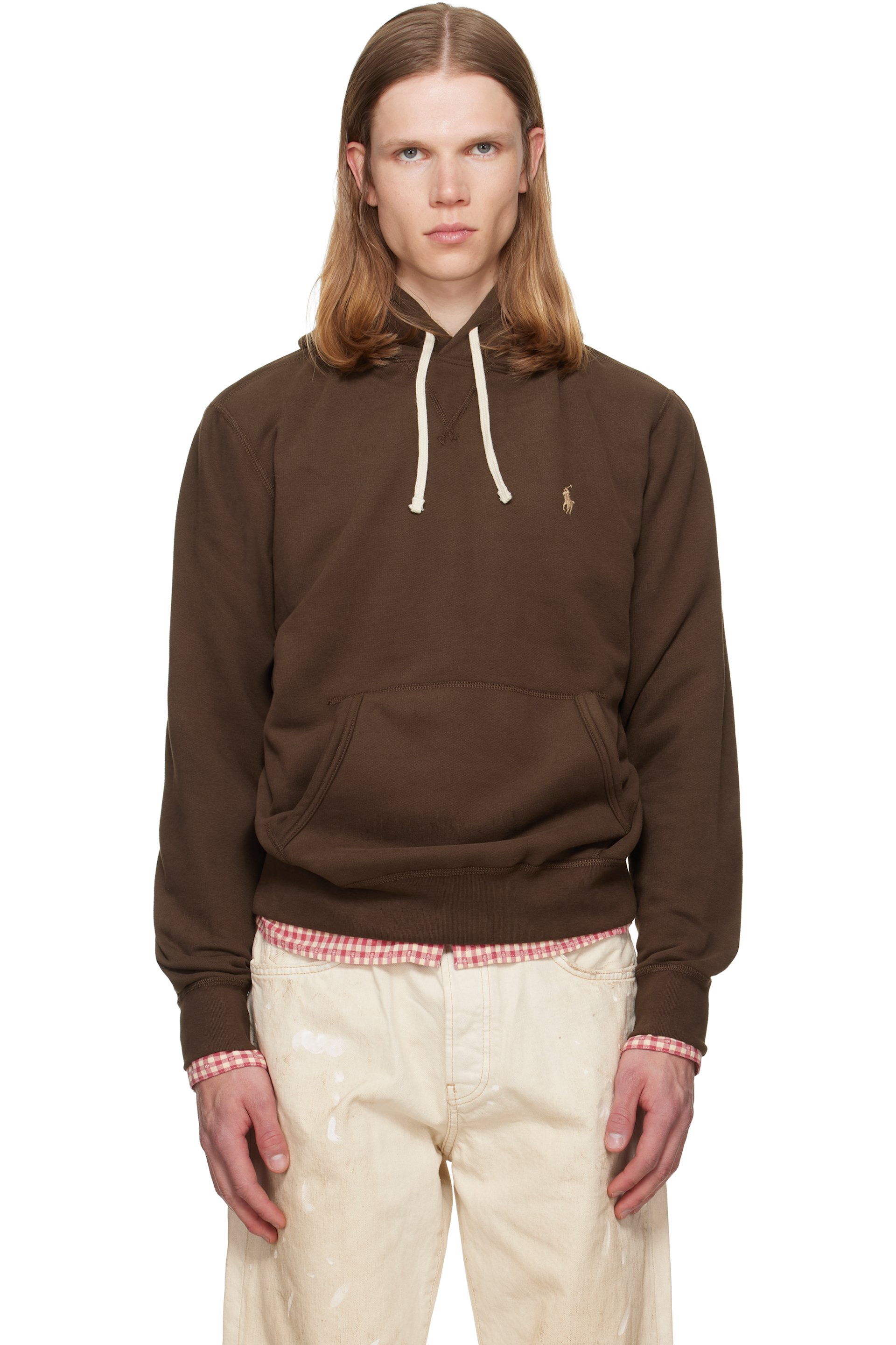 Polo Ralph Lauren - Pull à capuche brun en molleton à logo
