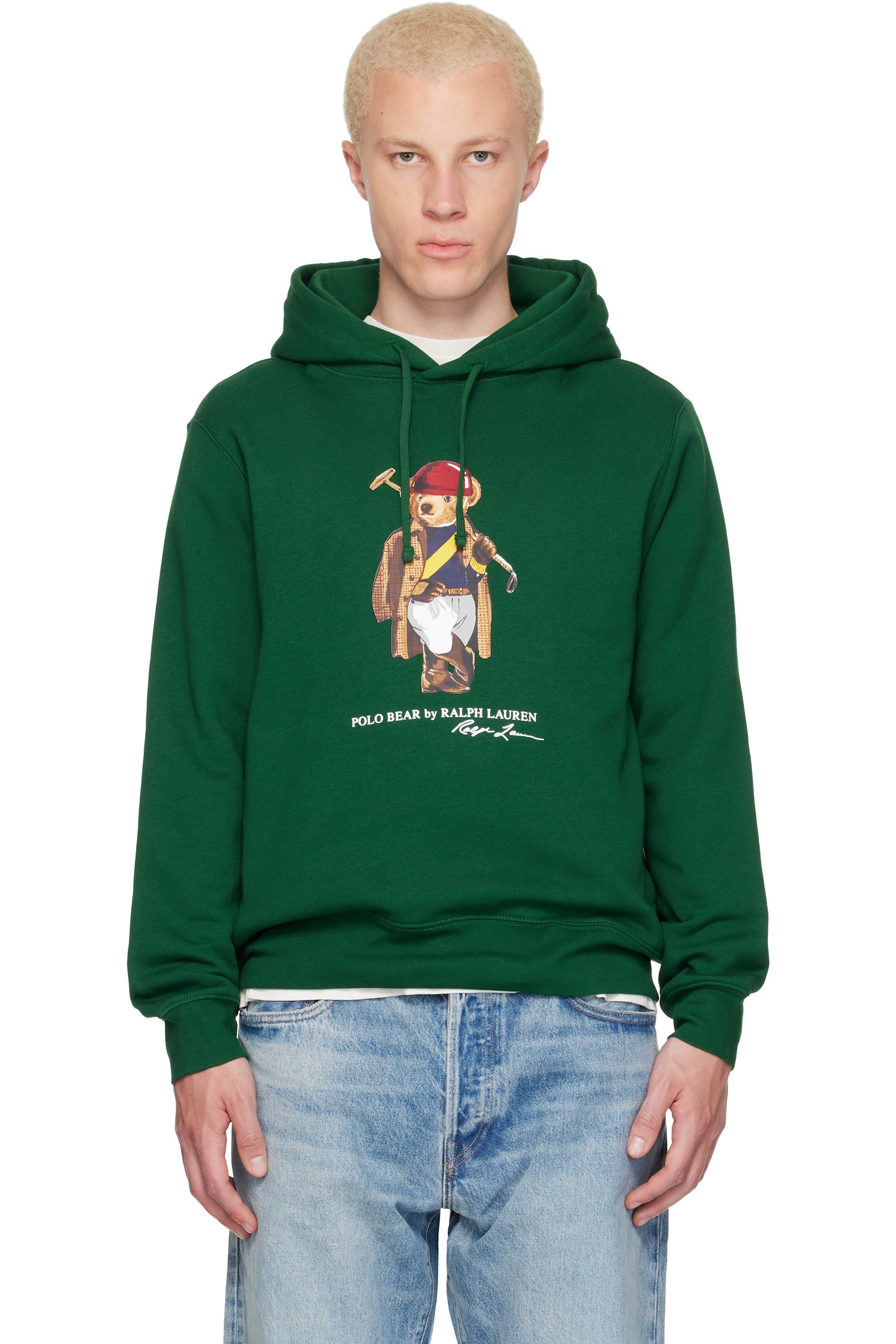 Polo Ralph Lauren - Pull à capuche vert en molleton à ourson Polo Bear