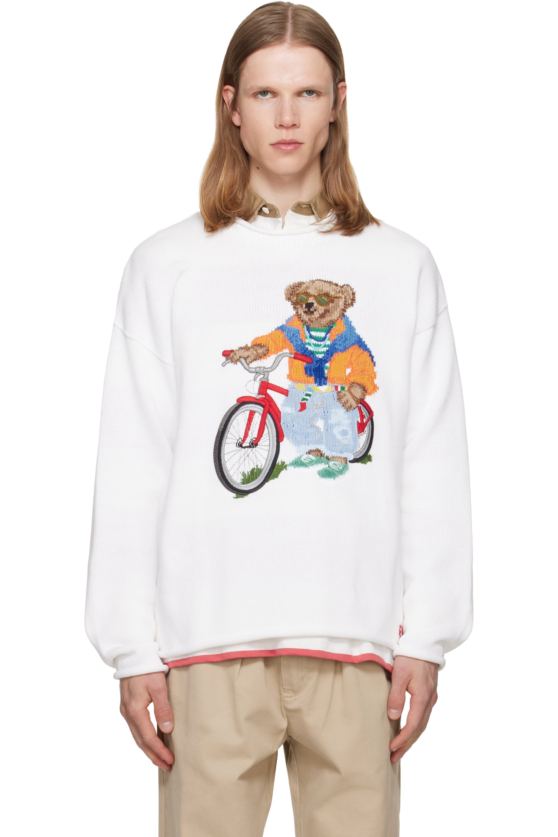 Polo Ralph Lauren - Pull blanc à image à ourson Polo Bear