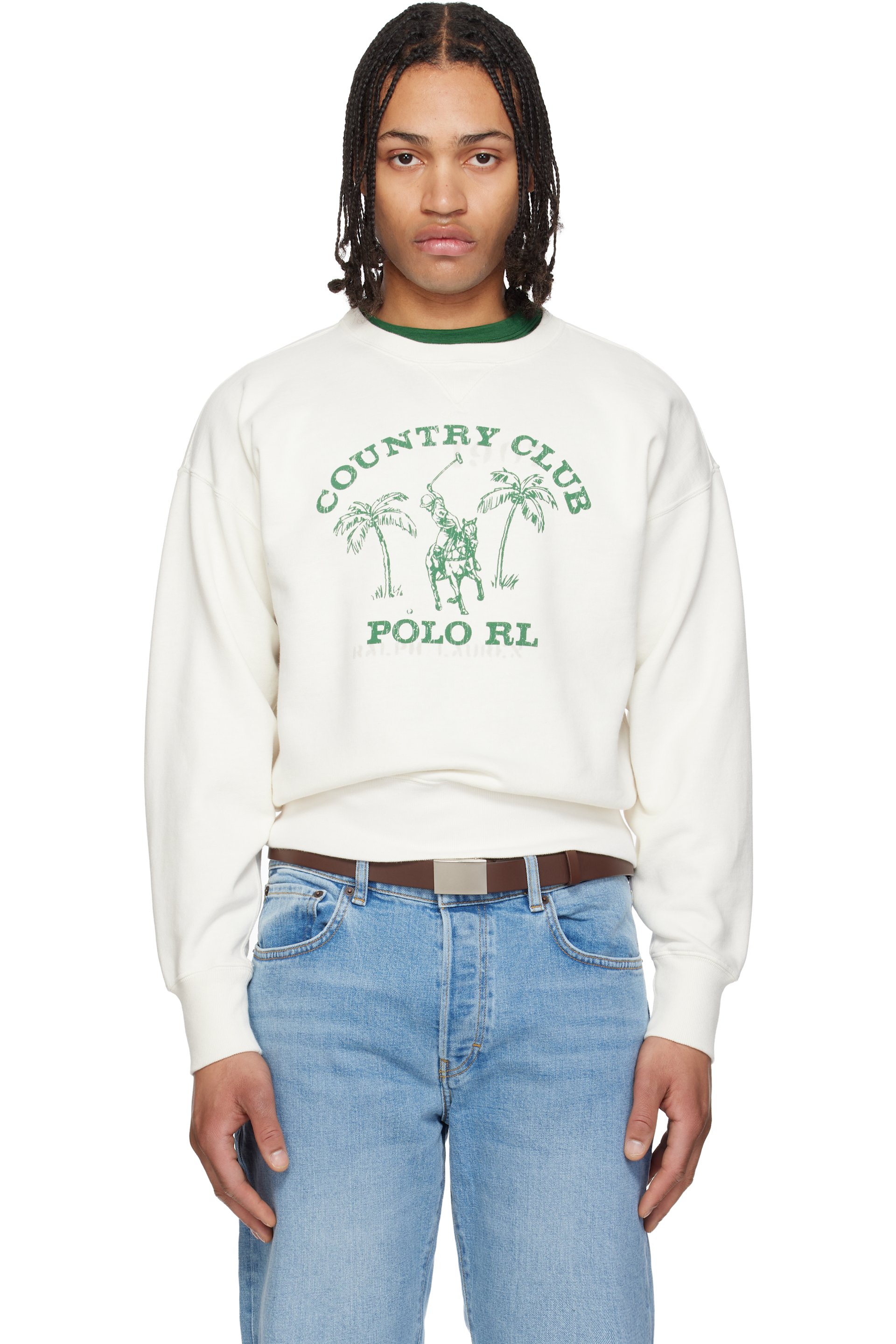 Polo Ralph Lauren: Off-White Vintage Fit Fleece Graphic Sweatshirt