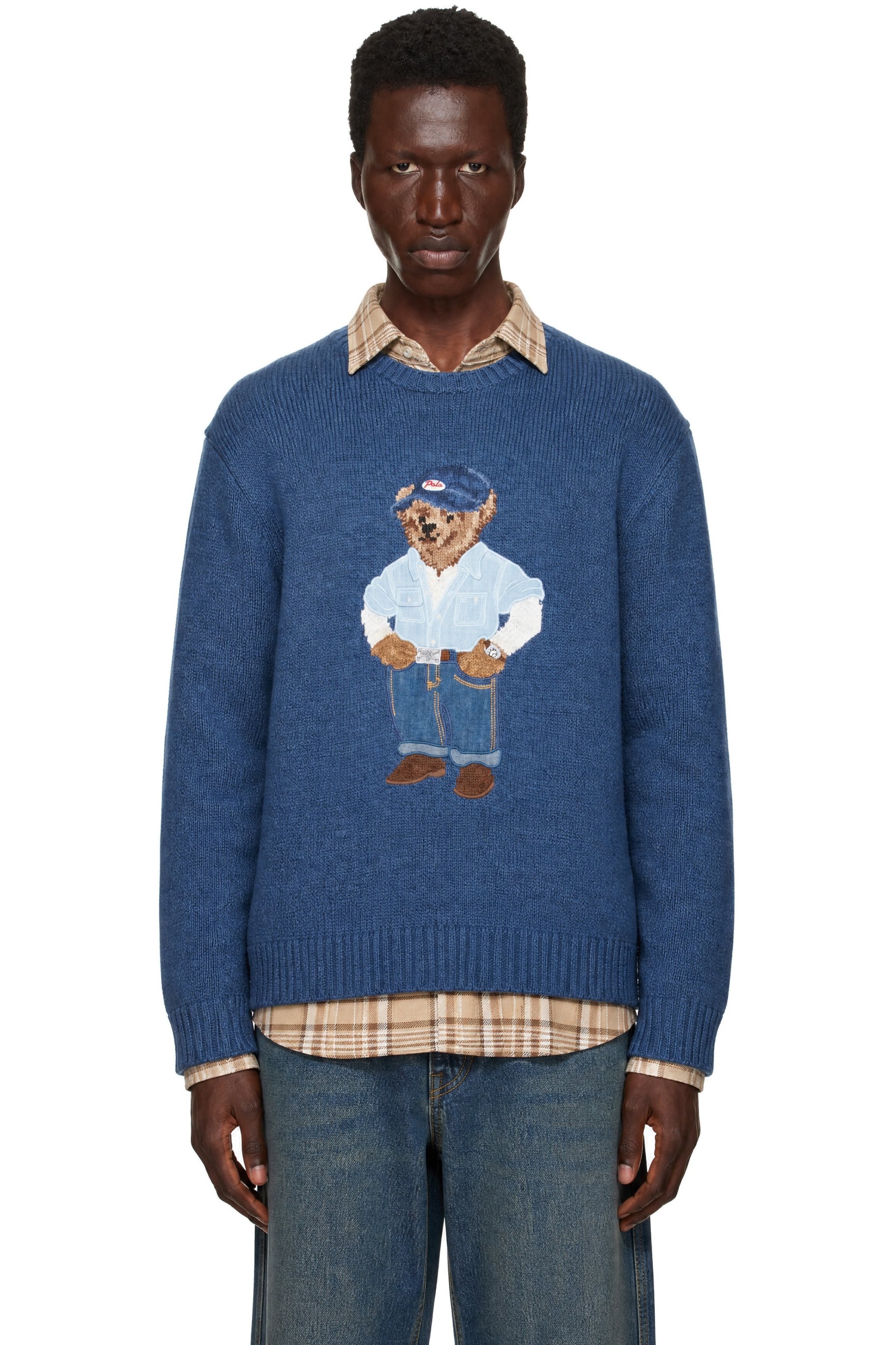 Polo Ralph Lauren - Blue Polo Bear Cotton Linen Blend Sweater