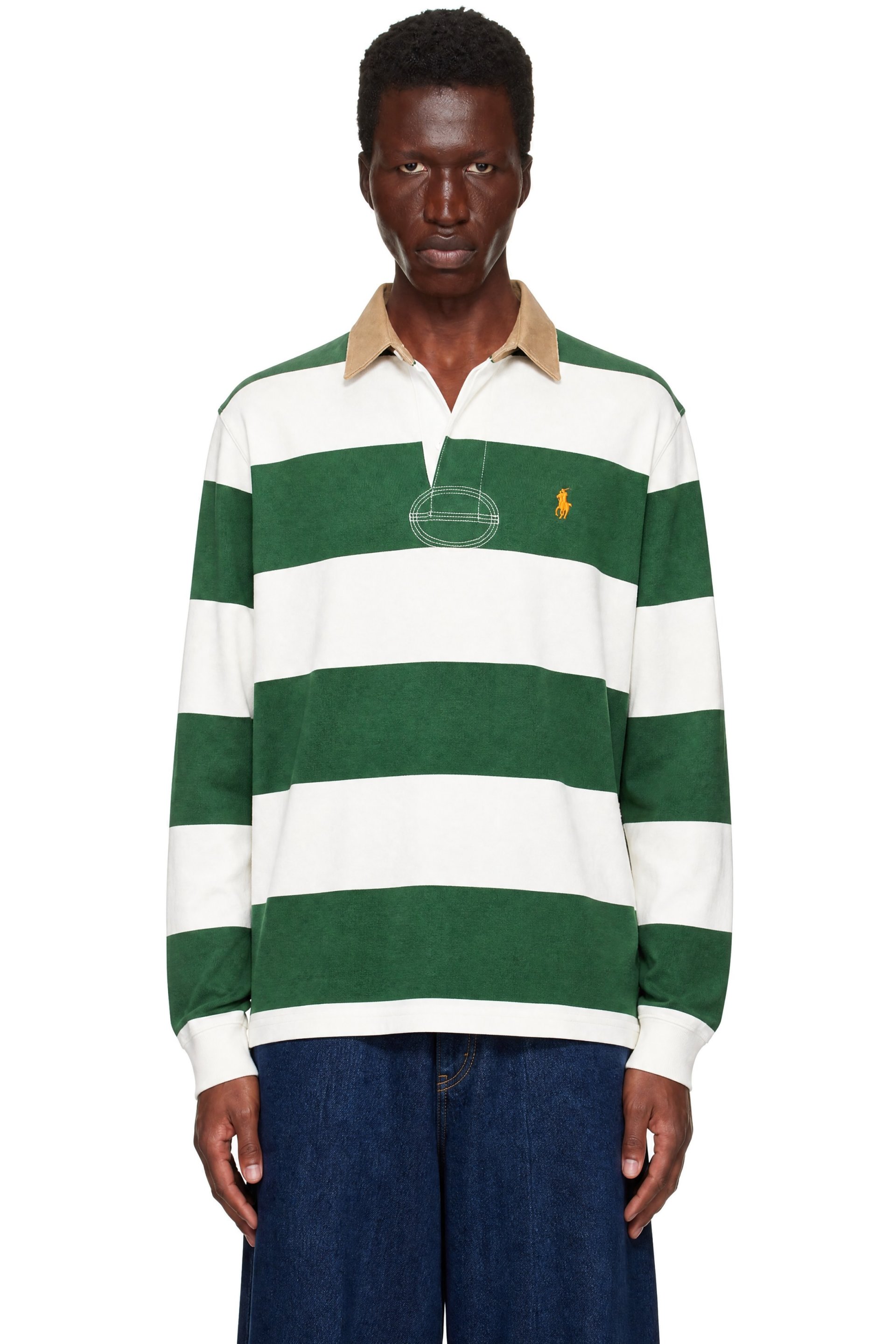 Polo Ralph Lauren - グリーン＆オフホワイト 長袖ラガーシャツ