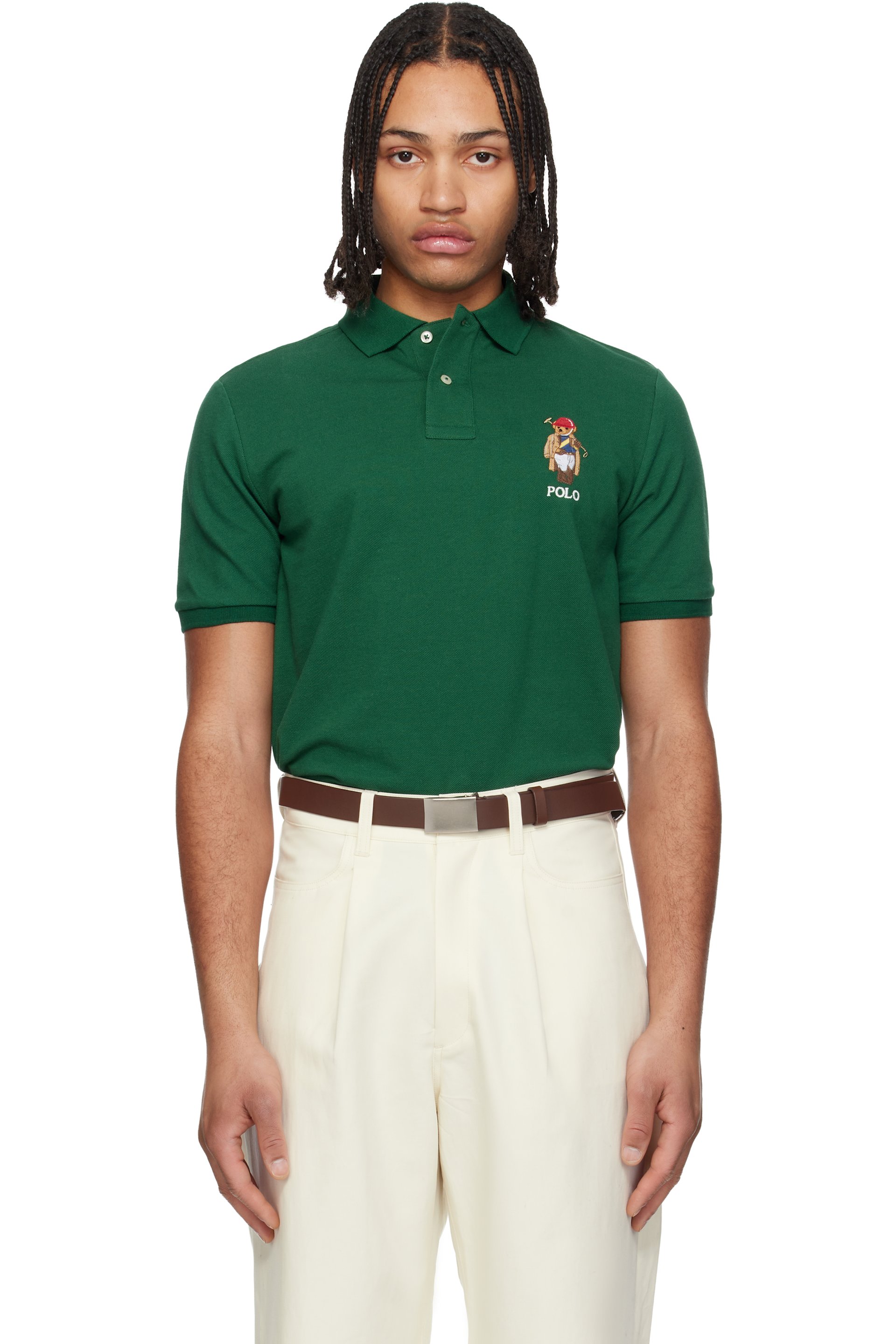 Polo Ralph Lauren: Green Short Sleeve Knit Polo | SSENSE
