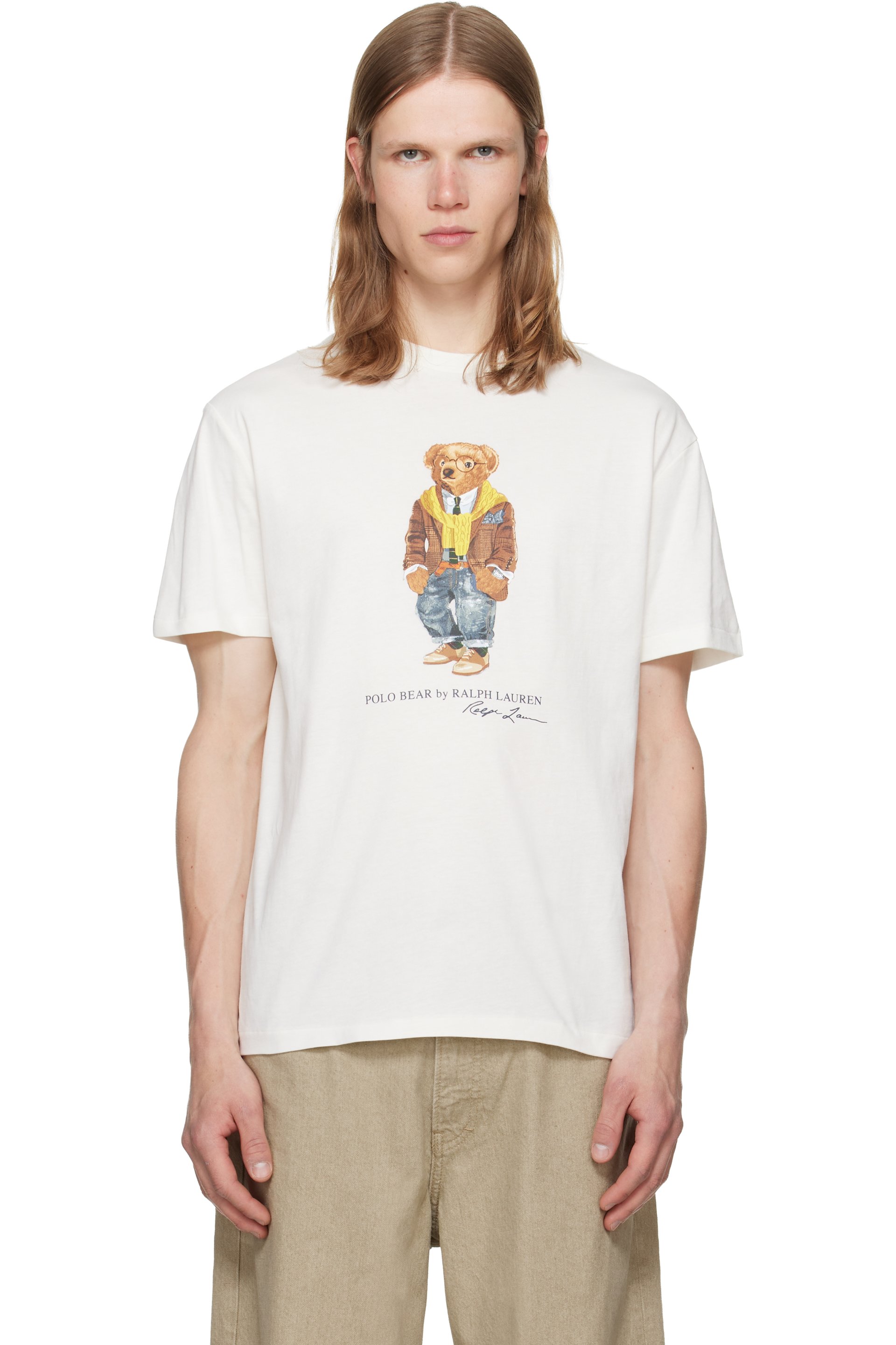 Polo Ralph Lauren - Off-White Classic Fit Polo Bear Jersey T-shirt