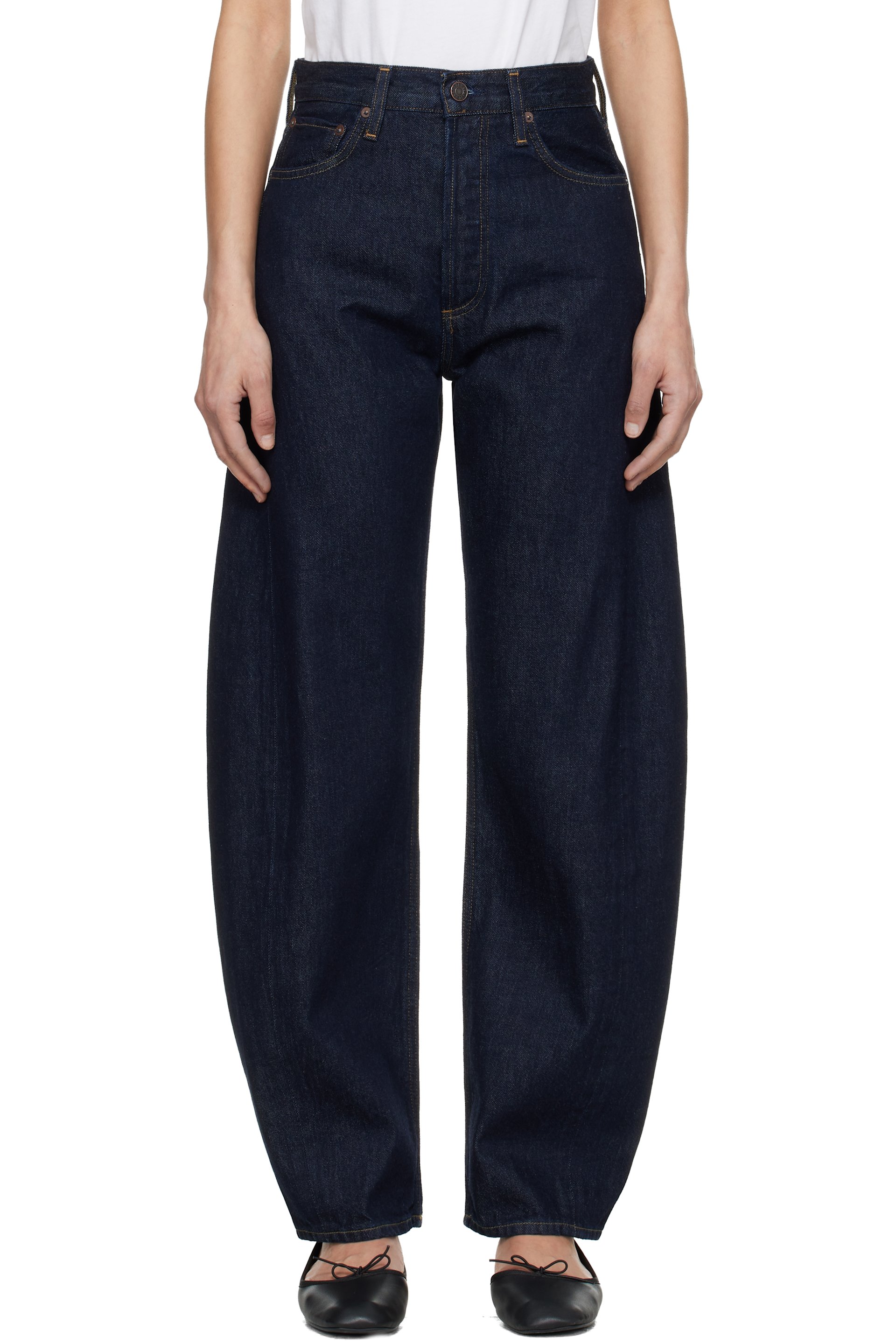 AGOLDE - Navy Luna High Rise Pieced Taper Jeans