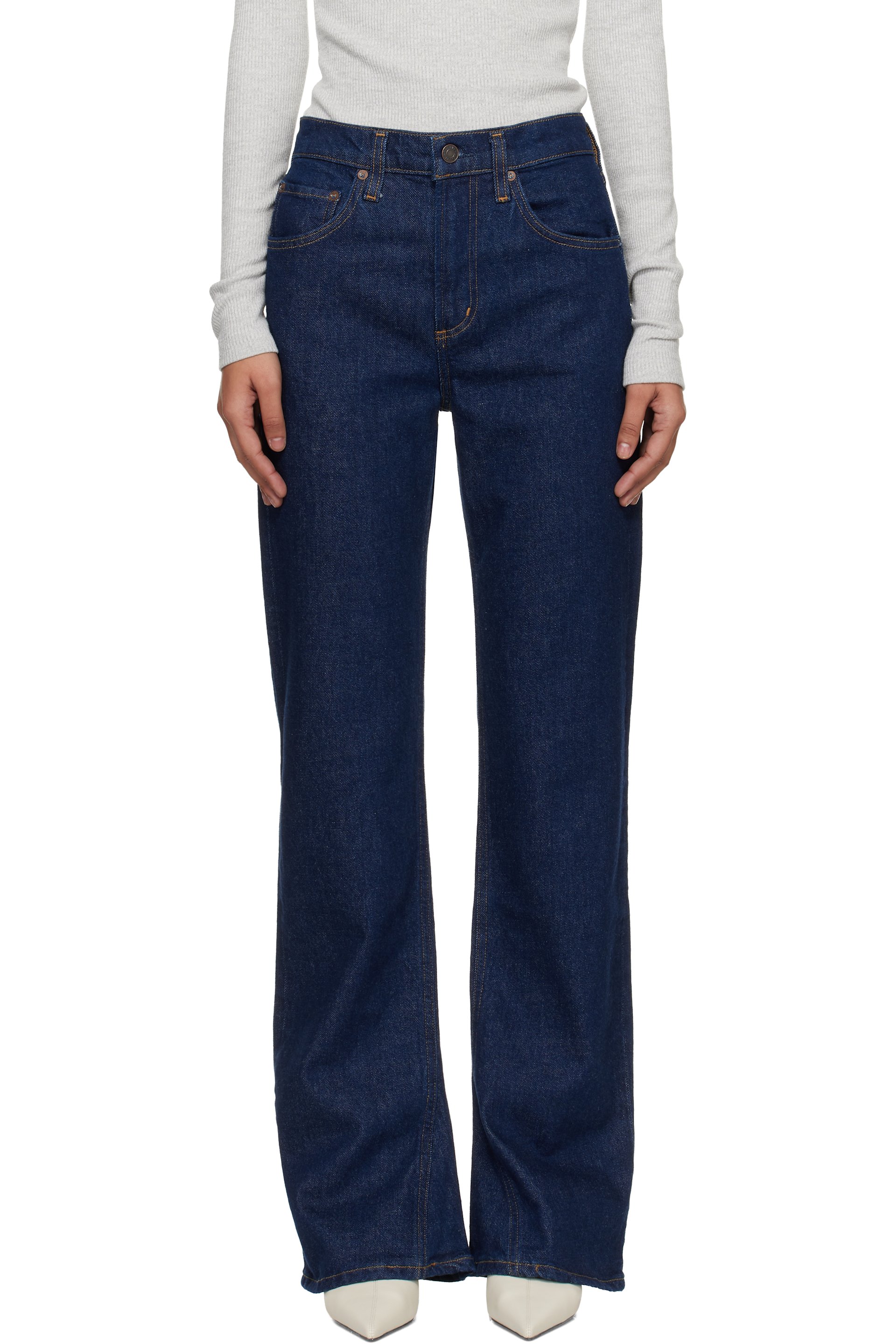 AGOLDE - Blue Mid Rise Kick Boot Comfort Stretch Jeans