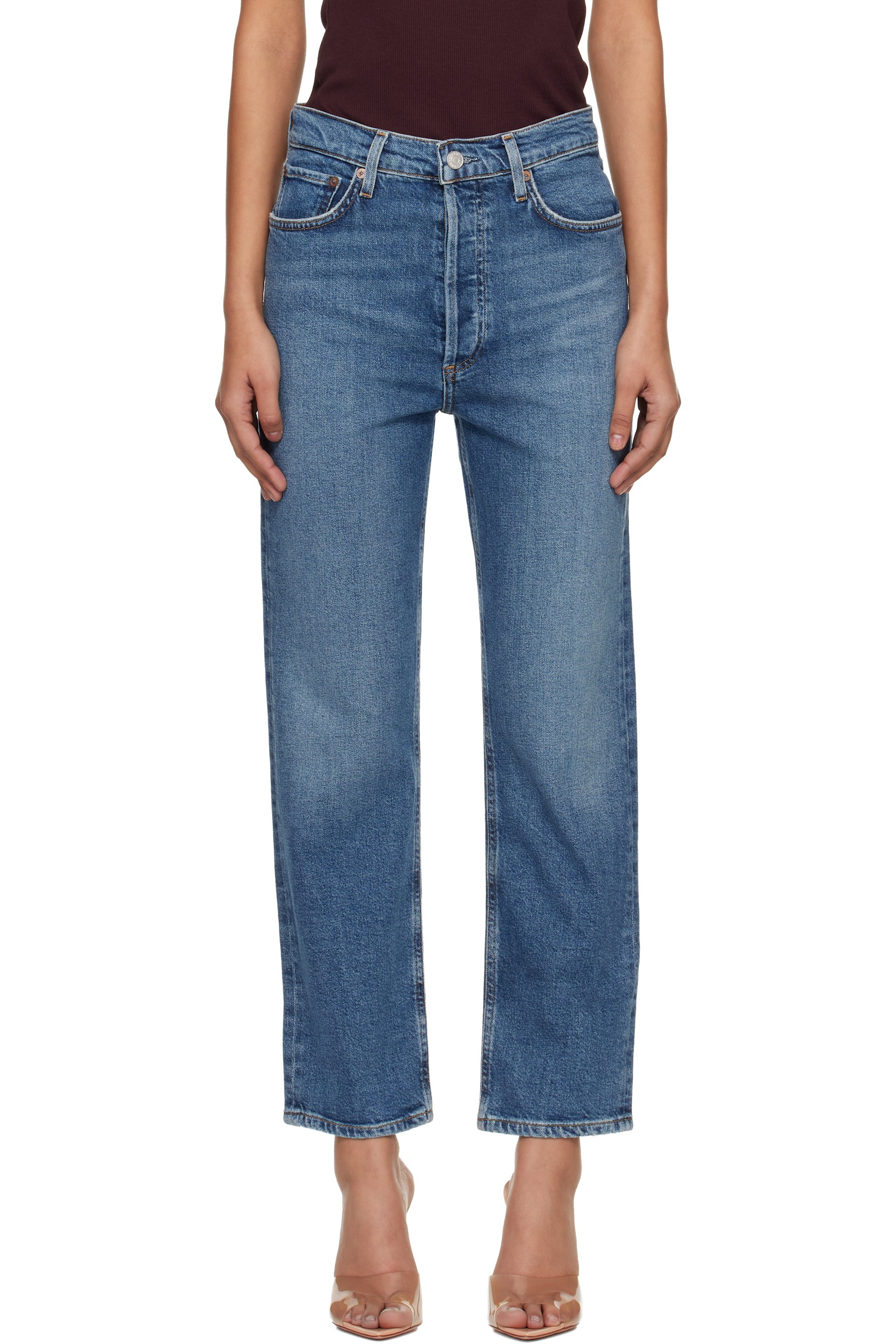 AGOLDE - Blue 90's Pinch Waist Crop Jeans