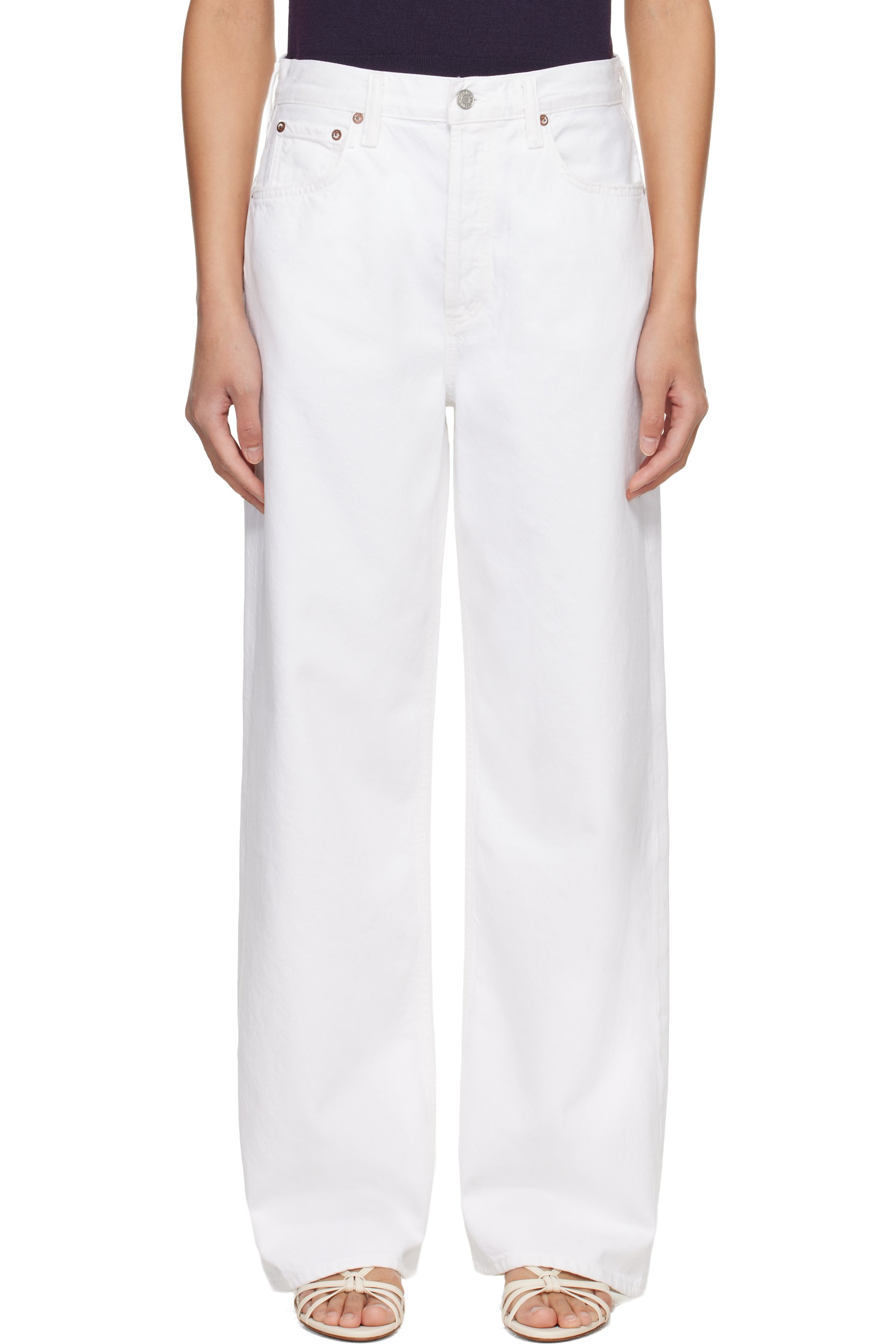 AGOLDE - White Low Slung Baggy Jeans
