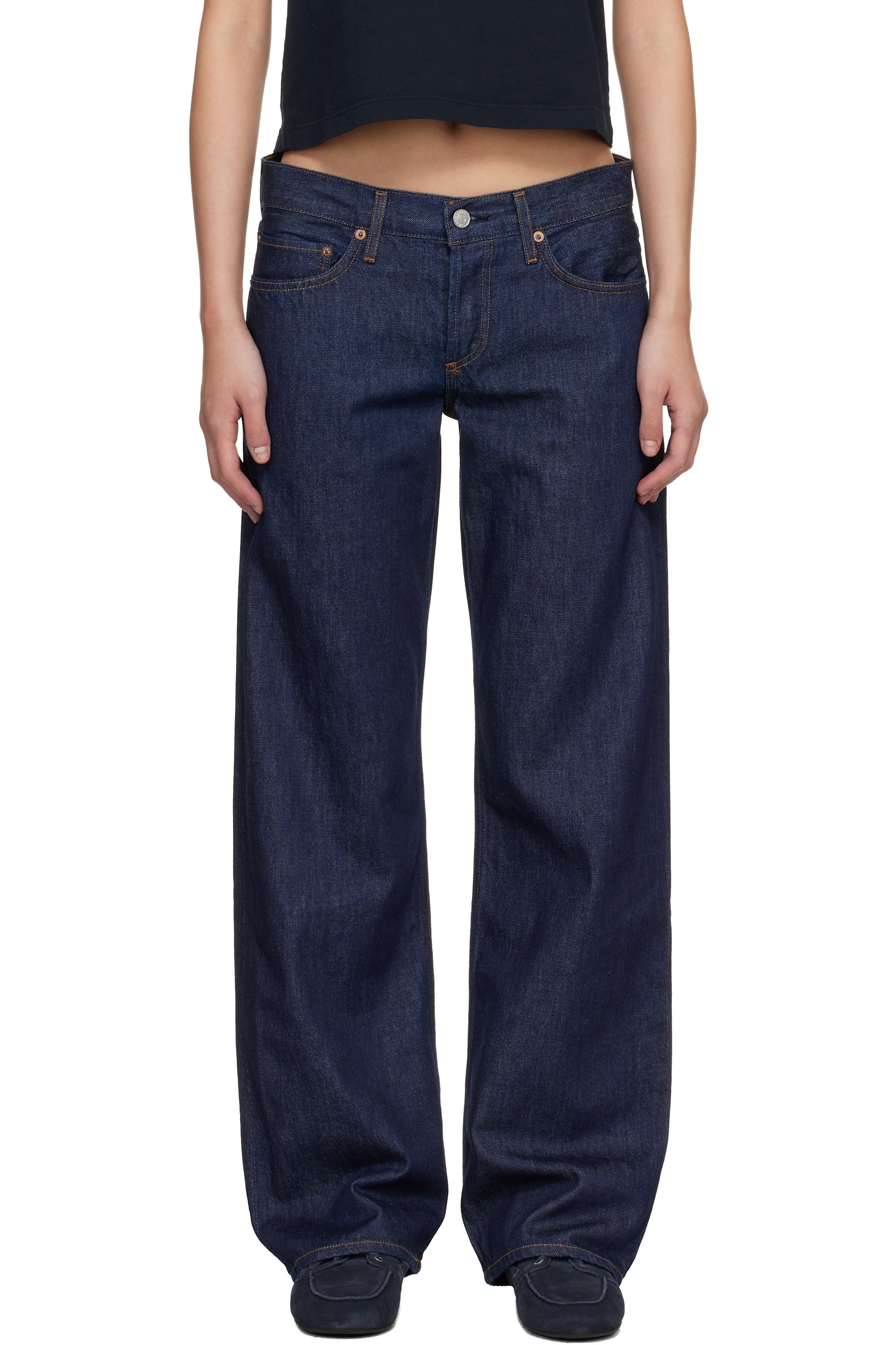AGOLDE - Blue Low Rise Loose Jeans