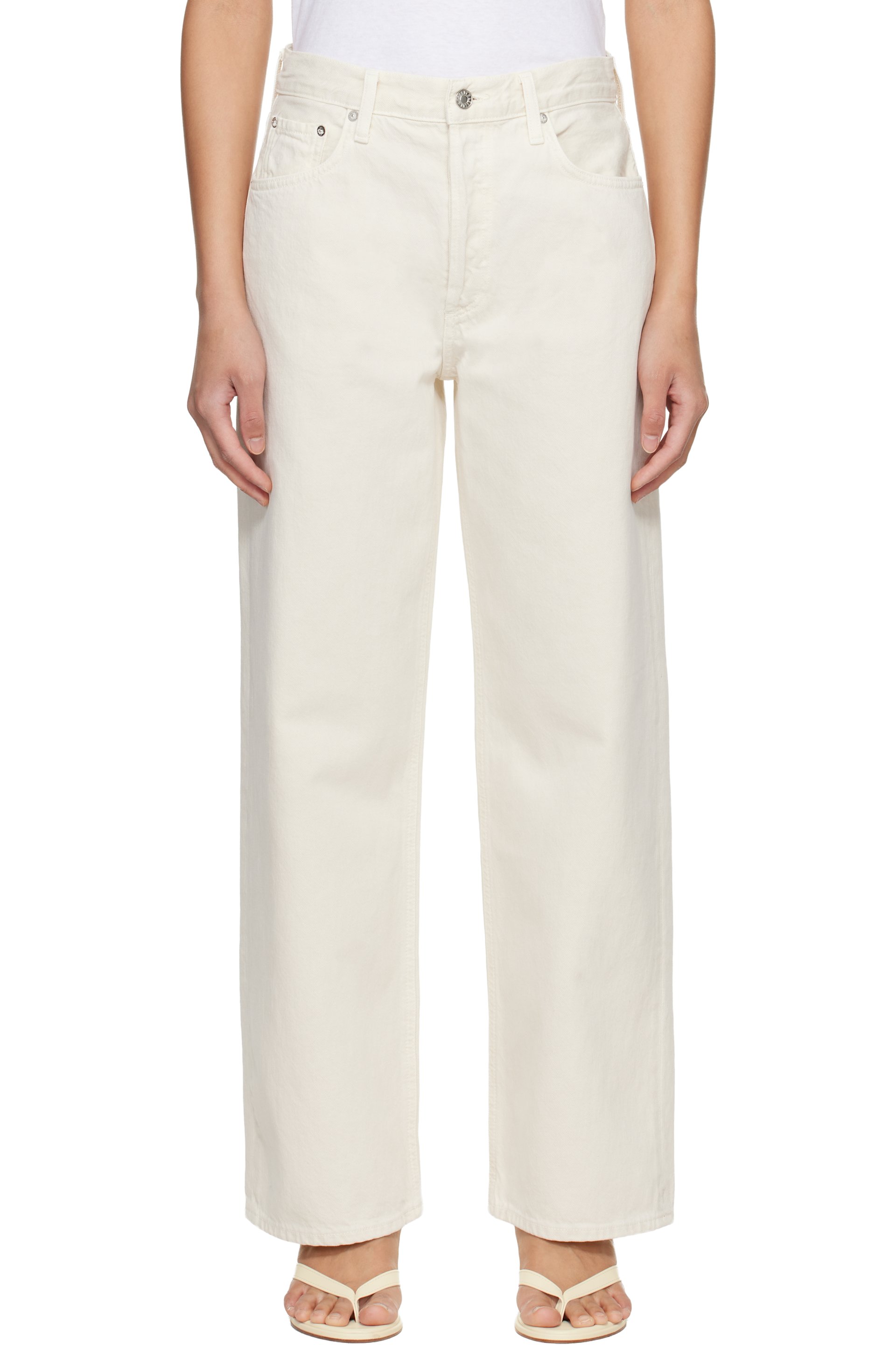 AGOLDE - Beige Low Slung Baggy Jeans