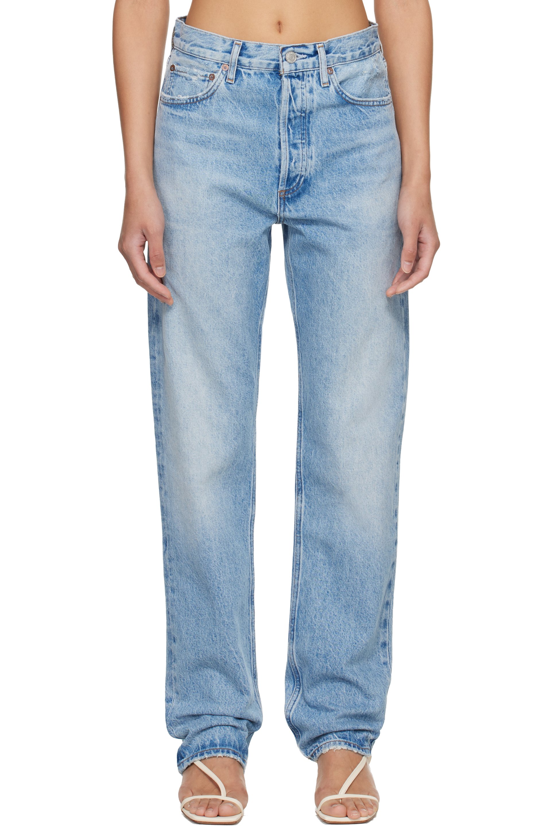 AGOLDE - Blue 90's Mid Rise Straight Jeans