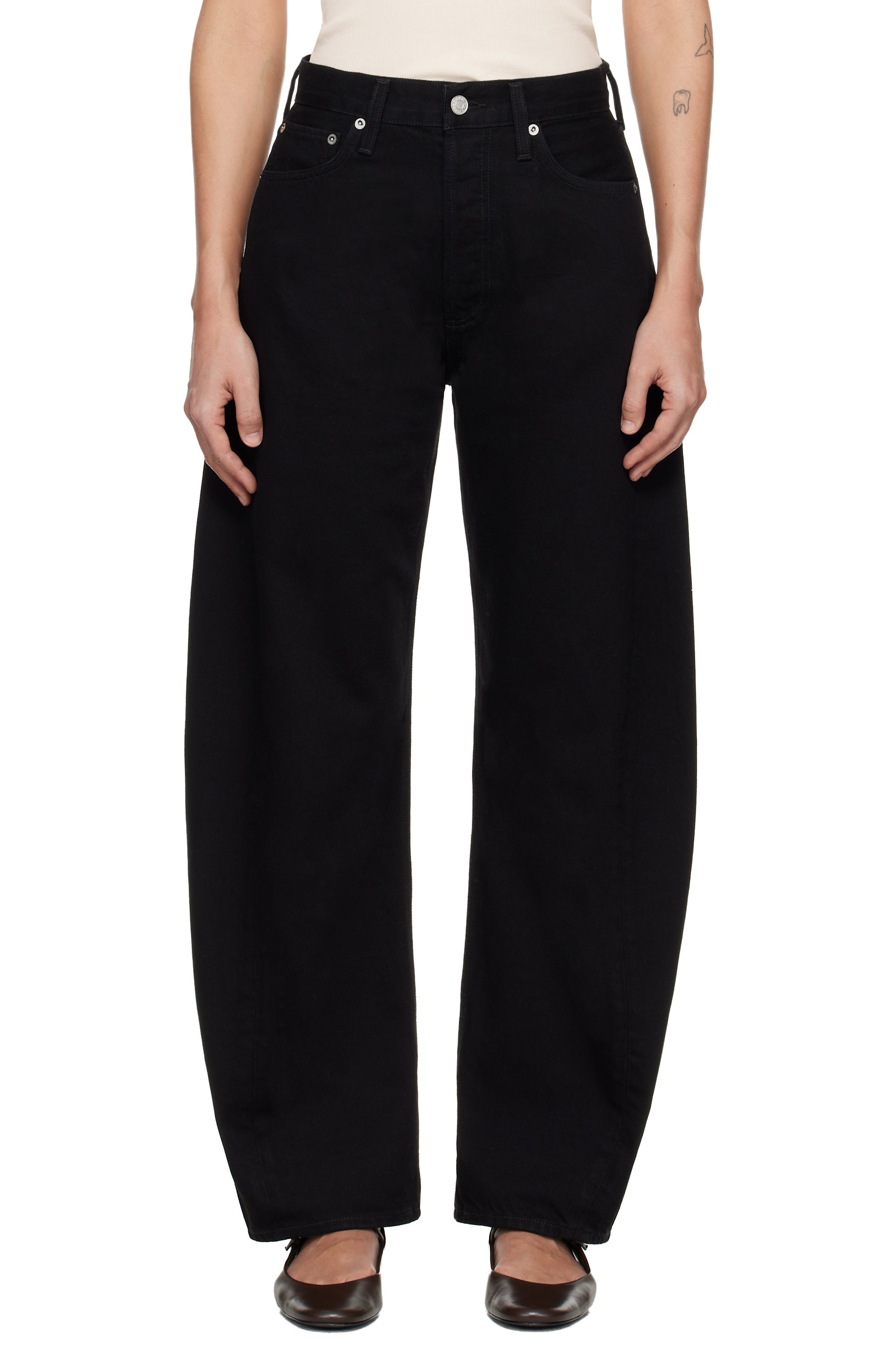 AGOLDE - Black Luna High Rise Pieced Taper Jeans