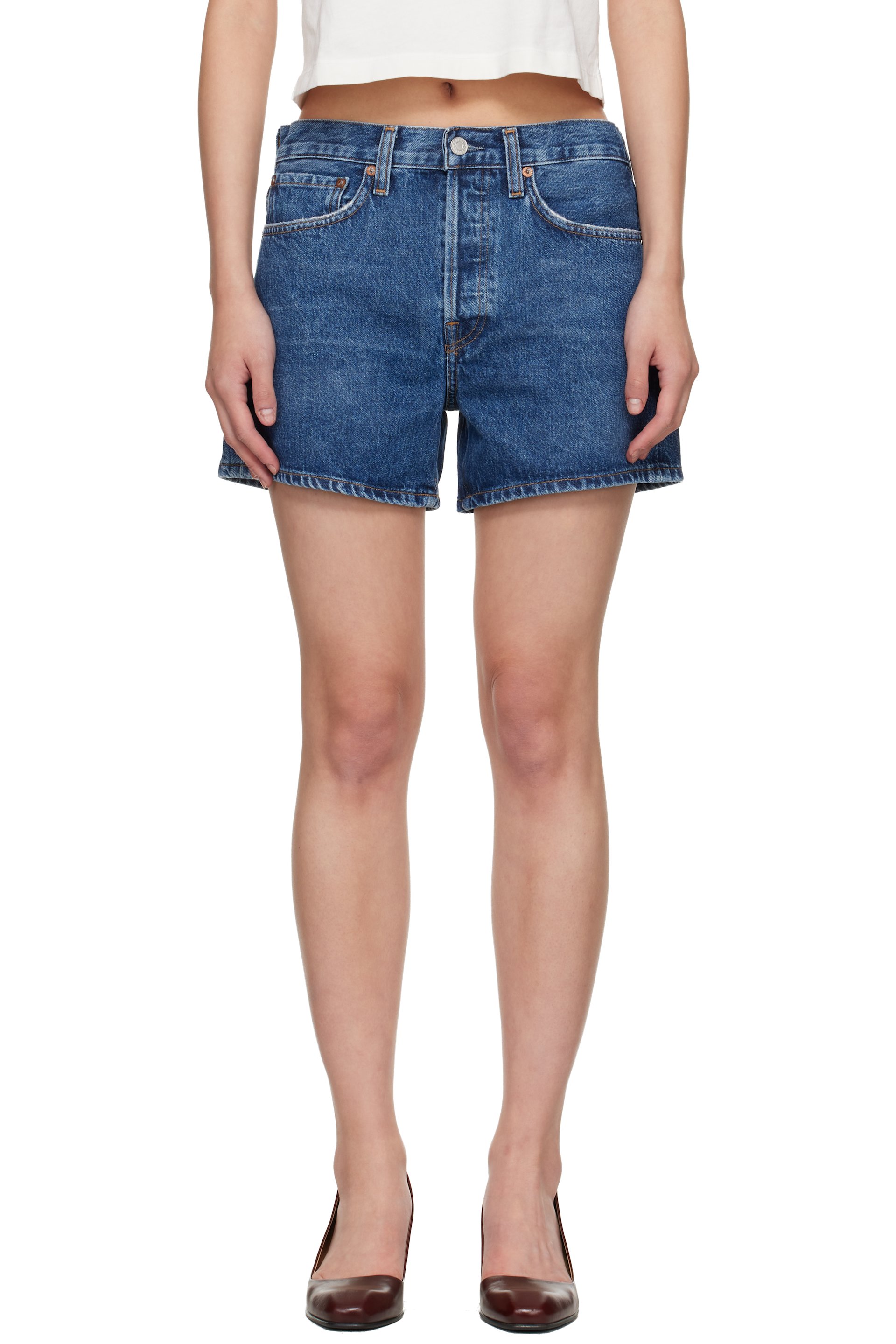 AGOLDE - Blue Parker Long Denim Shorts