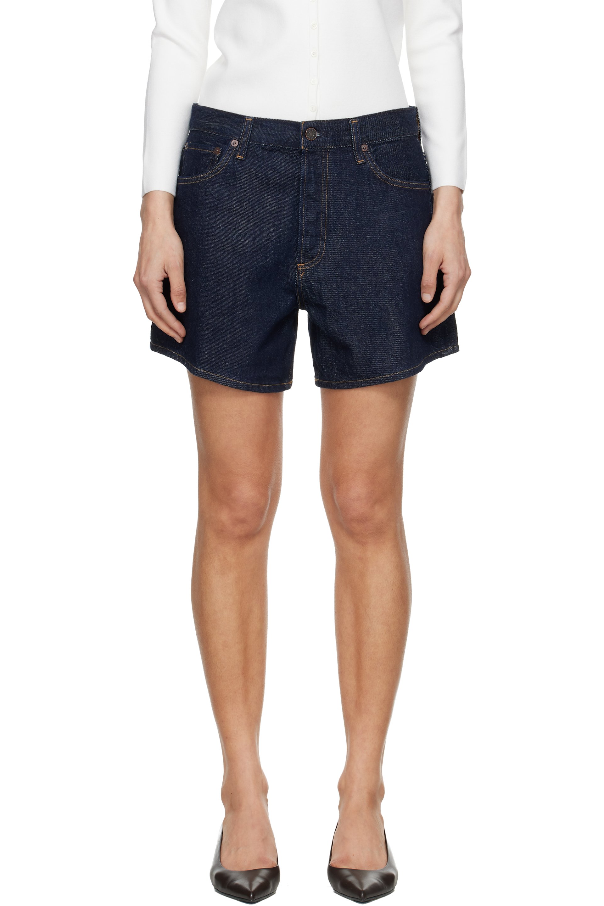 AGOLDE - Navy Leith Denim Shorts