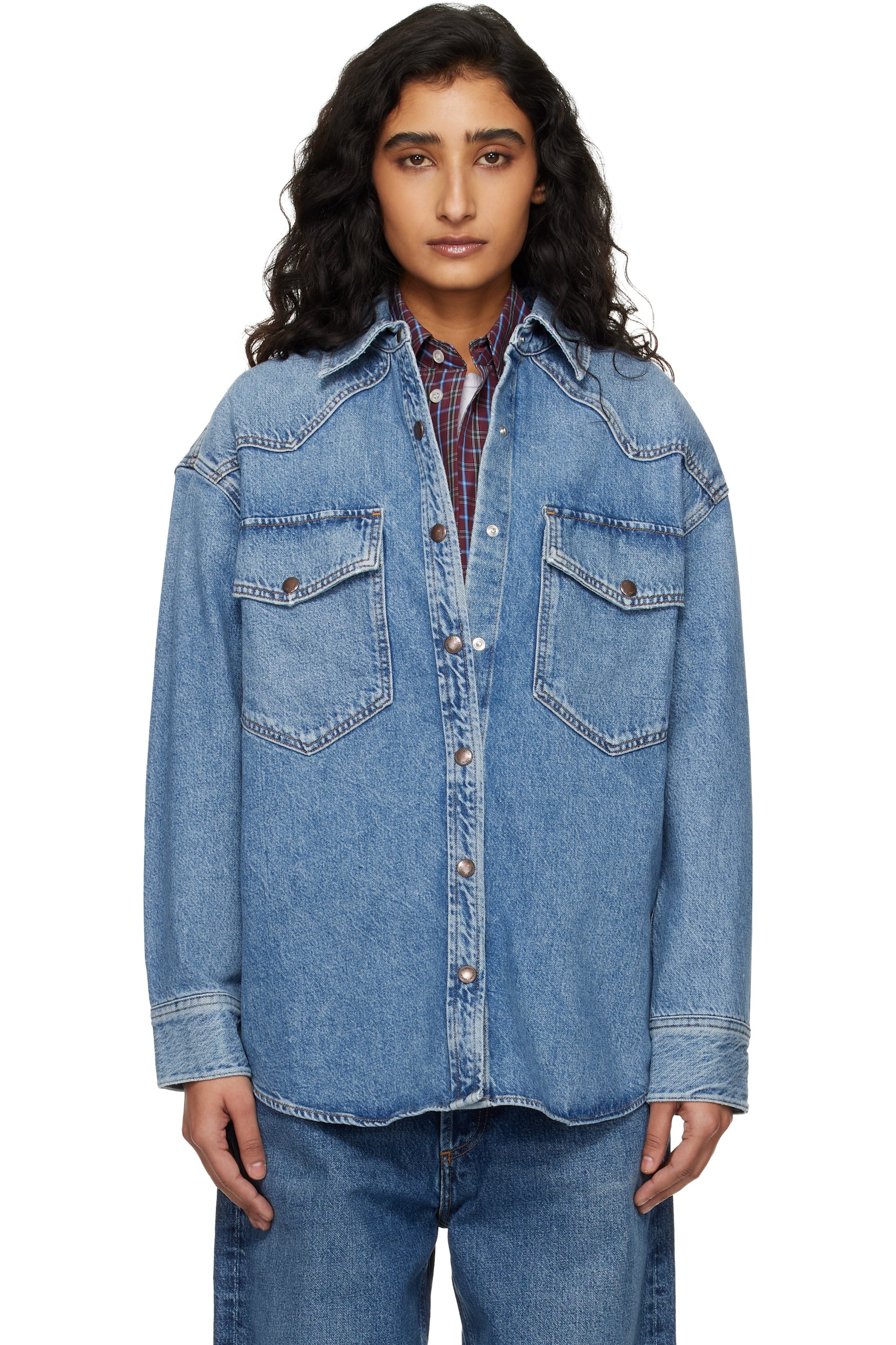 AGOLDE - Chemise Lotta bleue en denim