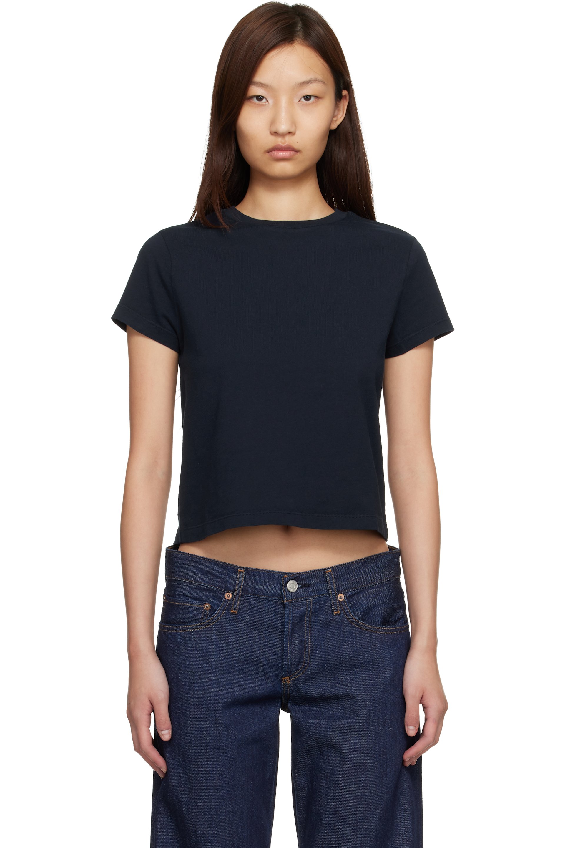 AGOLDE - T-shirt prérétréci Adine bleu marine