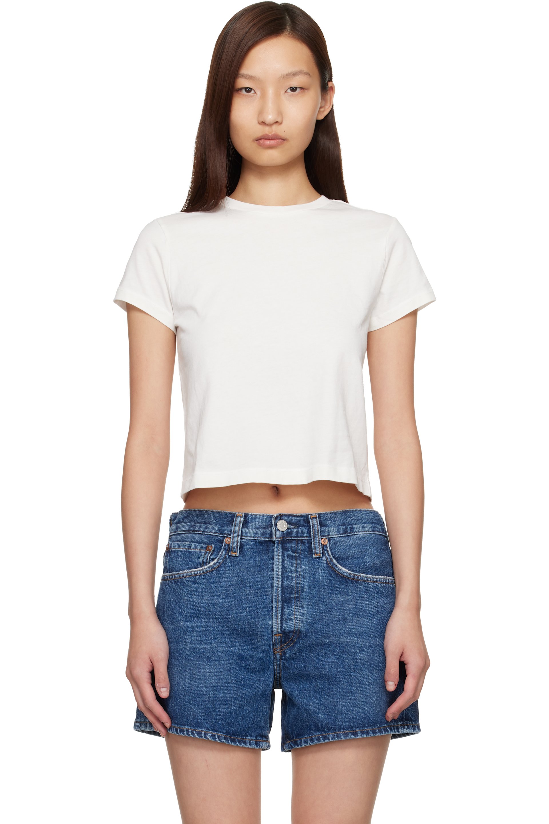 AGOLDE - Off-White Adine Shrunken T-shirt