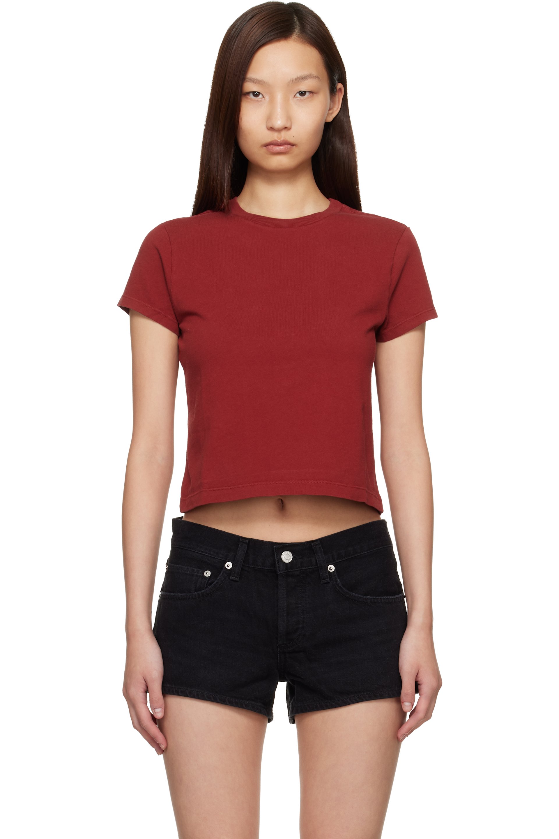 AGOLDE - T-shirt rétréci Adine rouge