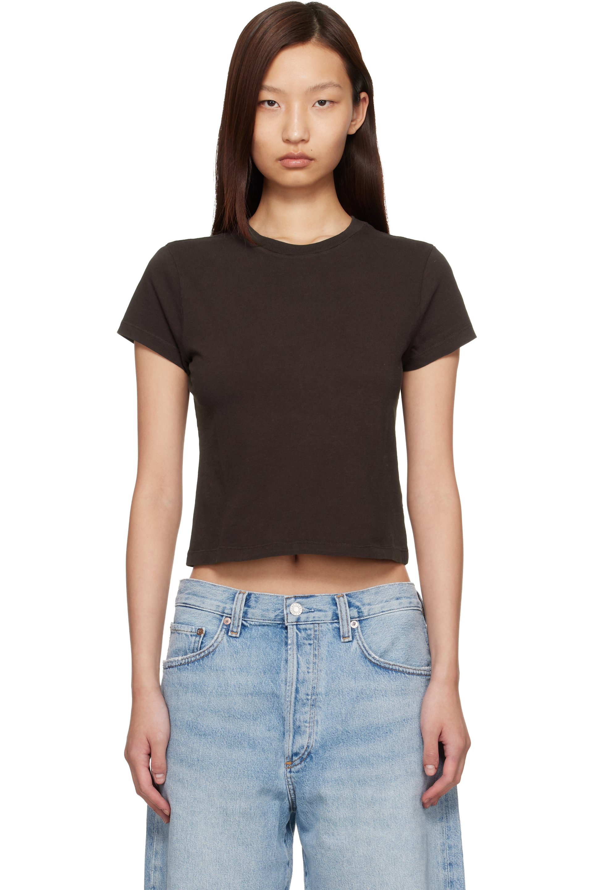 AGOLDE - T-shirt rétréci Adine brun