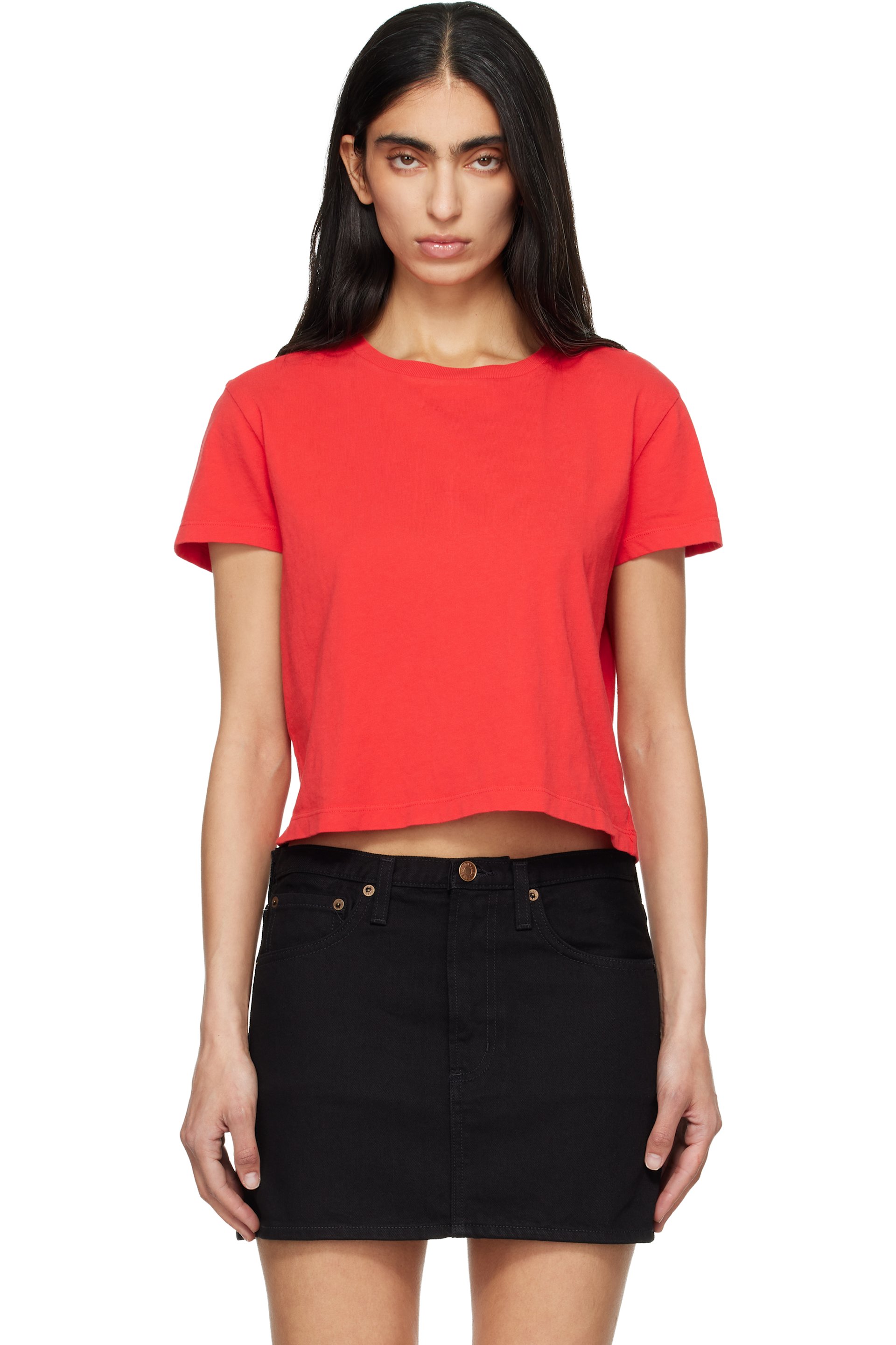 AGOLDE - T-shirt rétréci Adine rouge