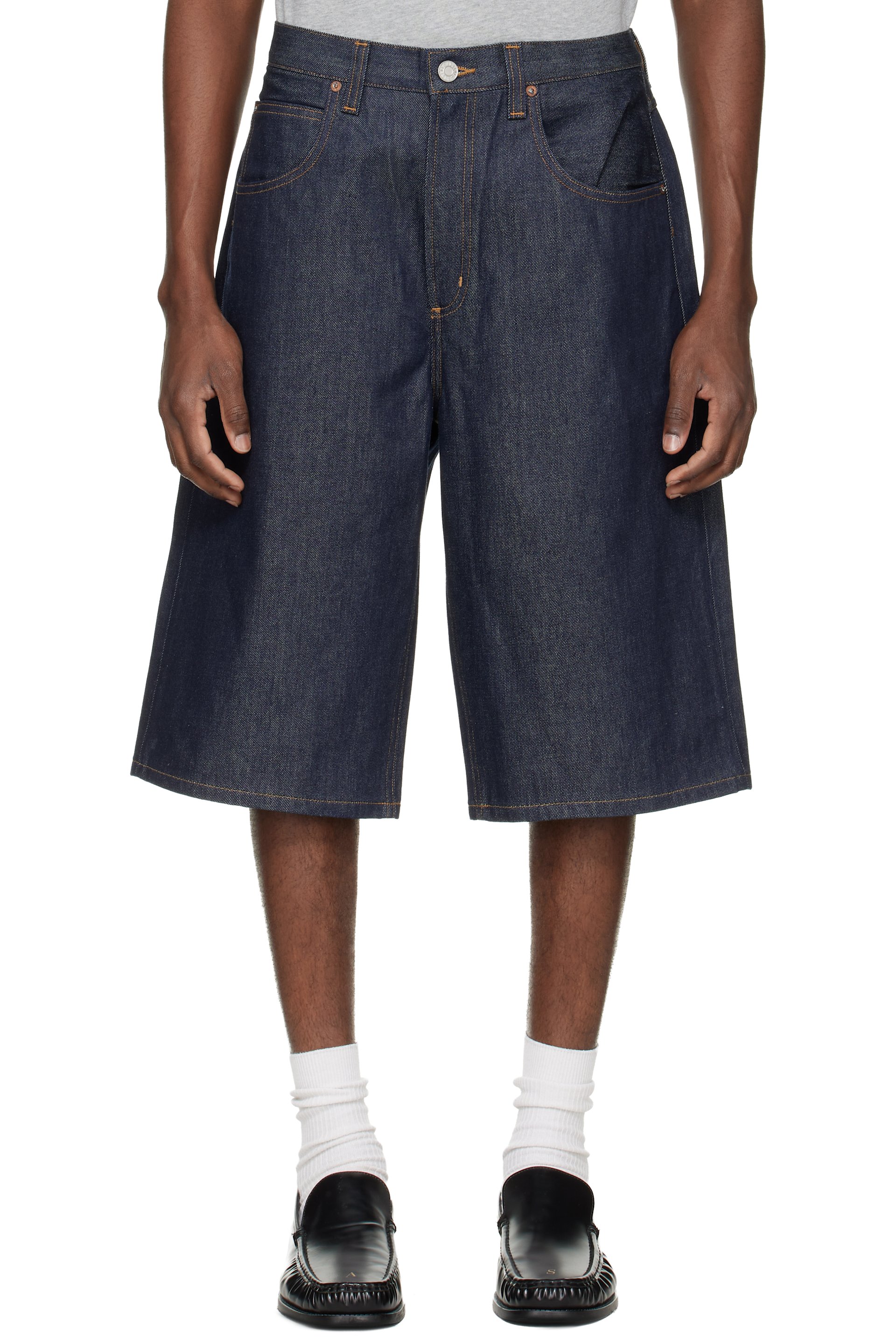 AGOLDE - Short de planchiste Fusion bleu marine en denim