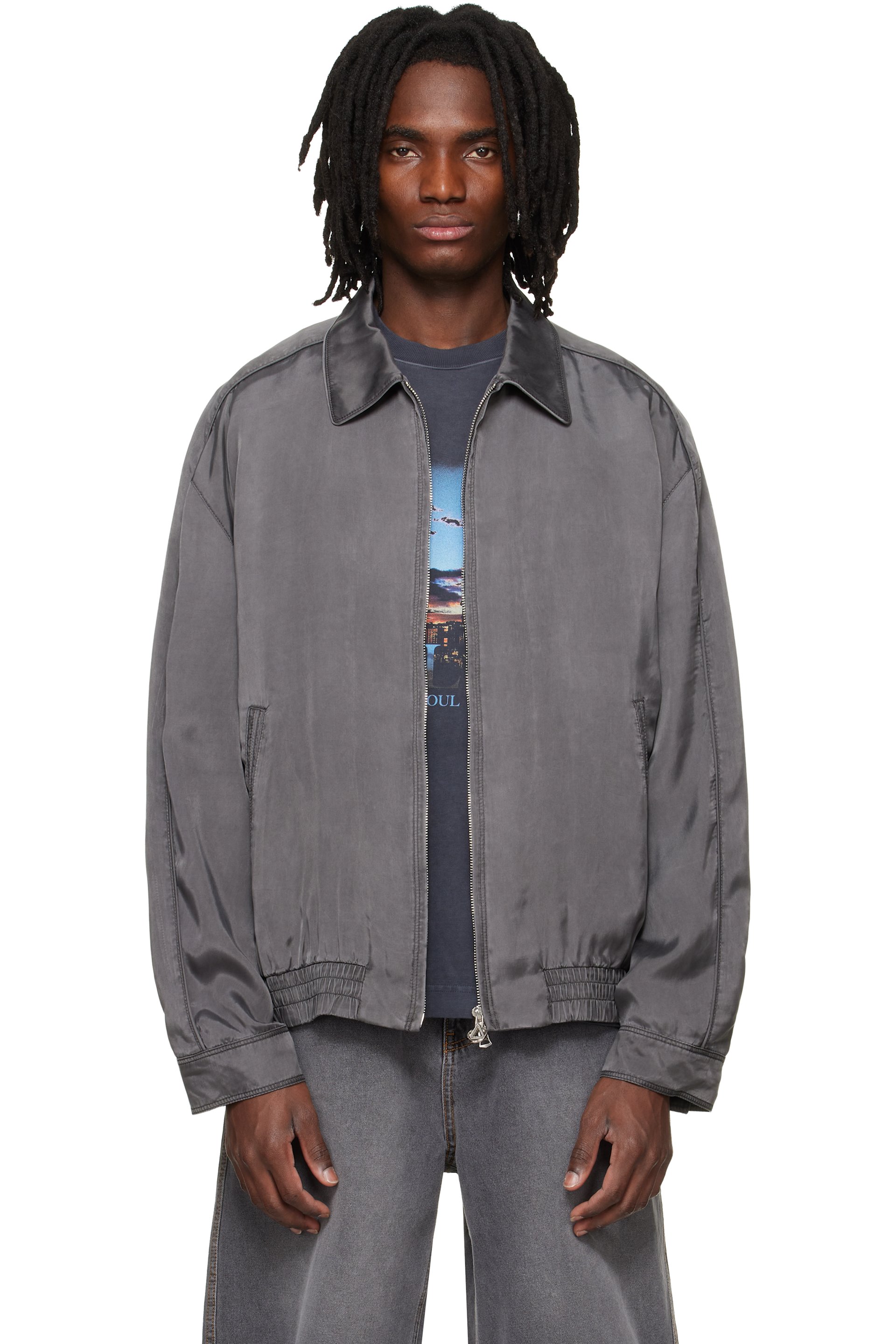Solid Homme - 灰色 Washed Cupro 夹克