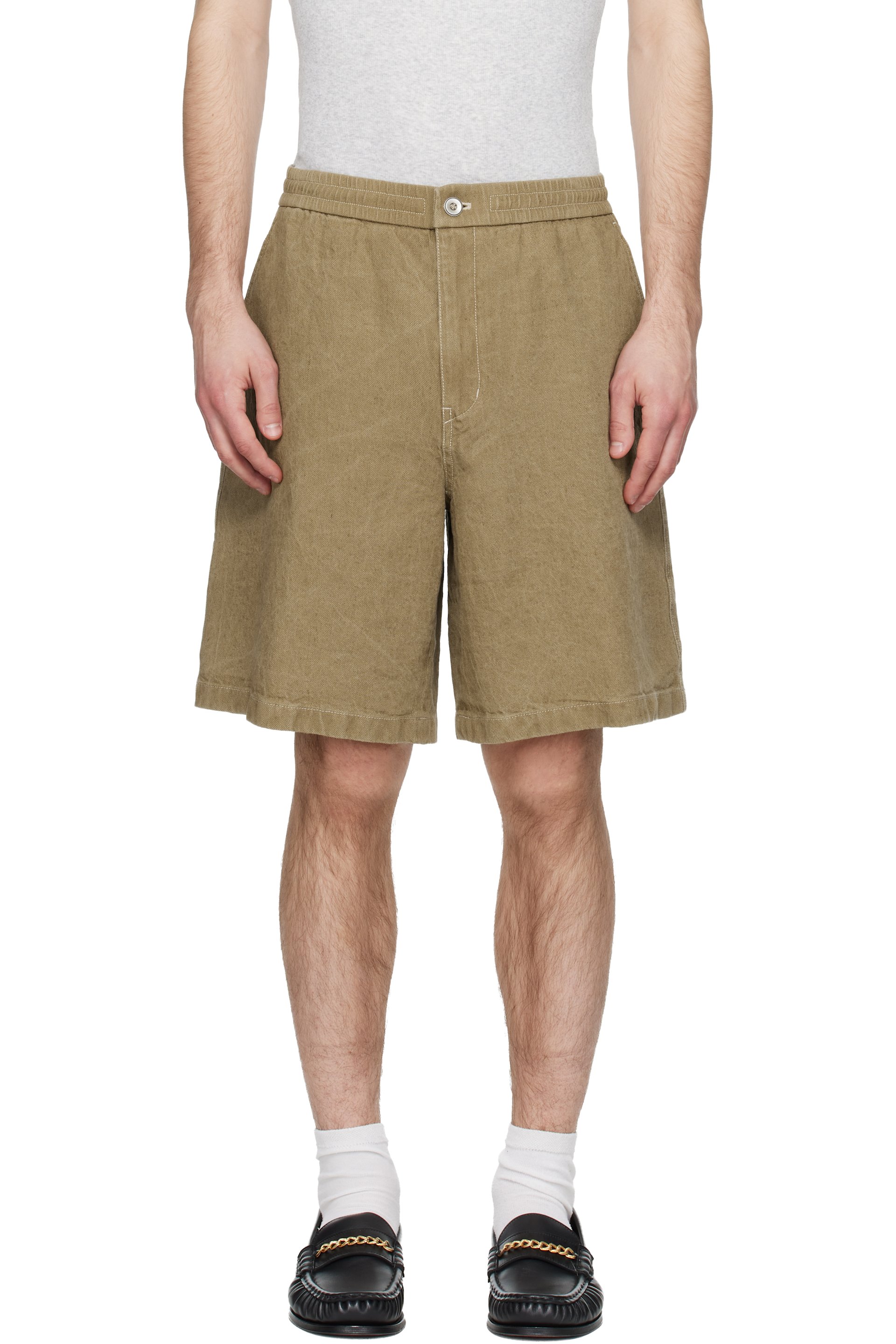 Solid Homme - Short kaki en lin