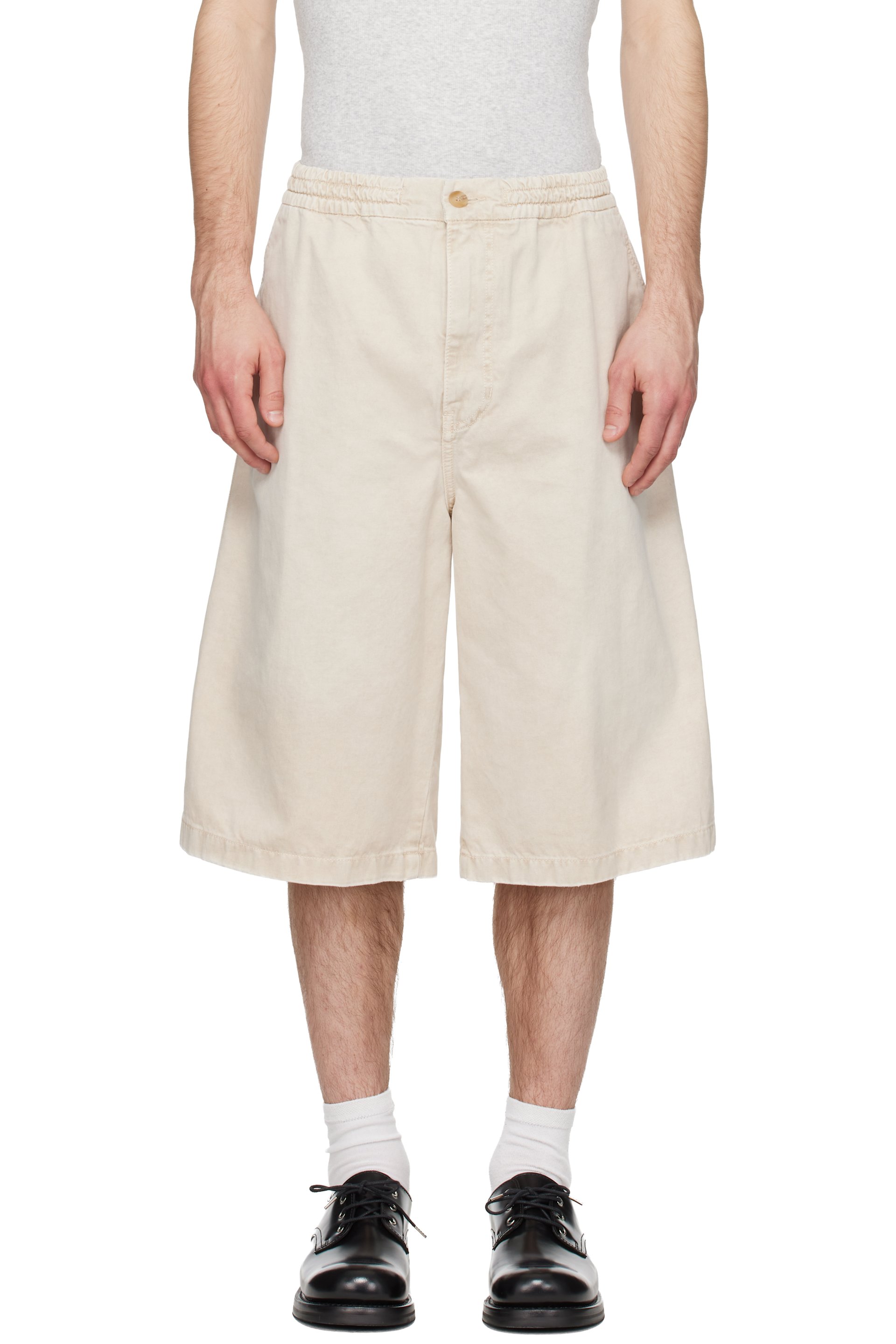 Solid Homme - Short beige en denim à effet délavé