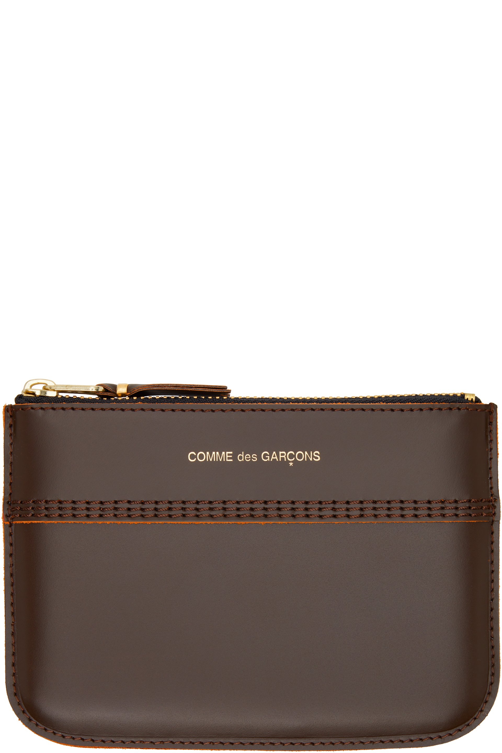 Brown Triple Stitch Pouch by COMME des GARÇONS WALLETS on Sale