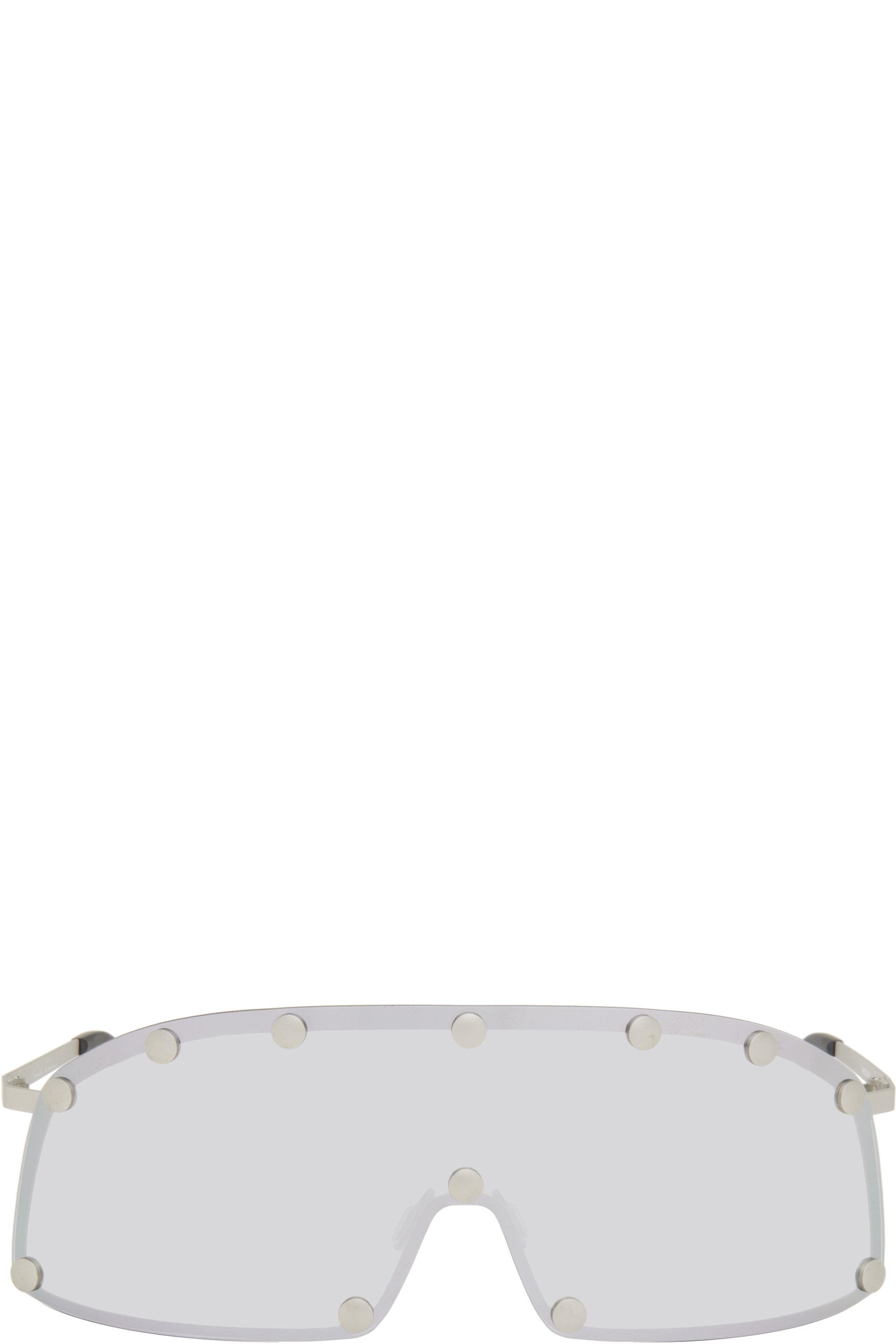 Rick Owens - Lunettes de soleil de type visière argentées - Temple