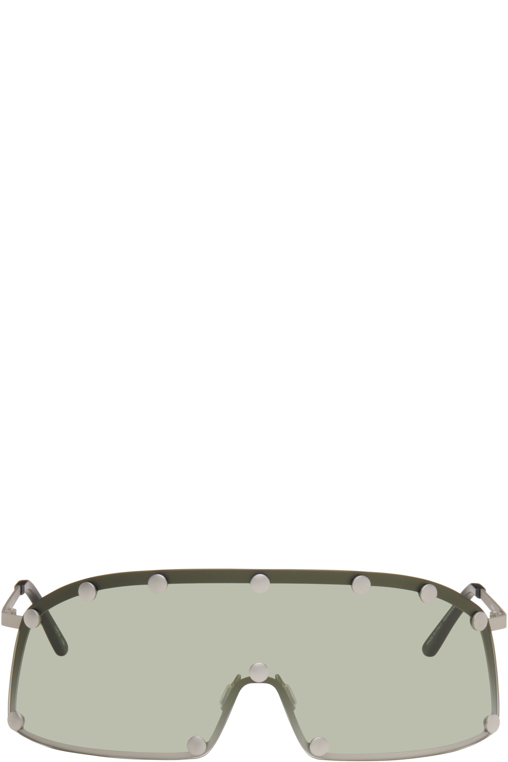 Rick Owens - Lunettes de soleil de style visière argentées