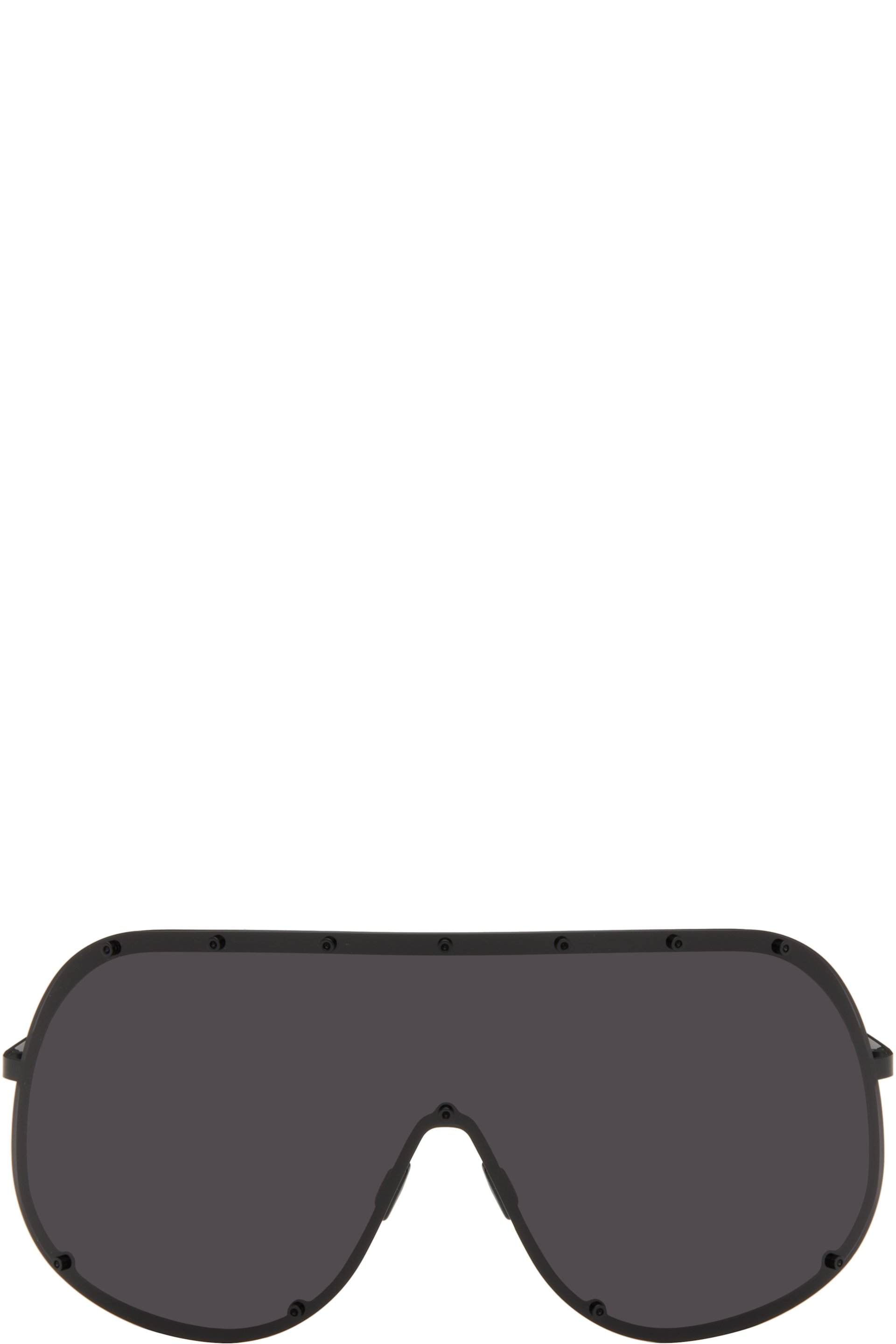 Rick Owens - Lunettes de soleil de type visière noires - Temple