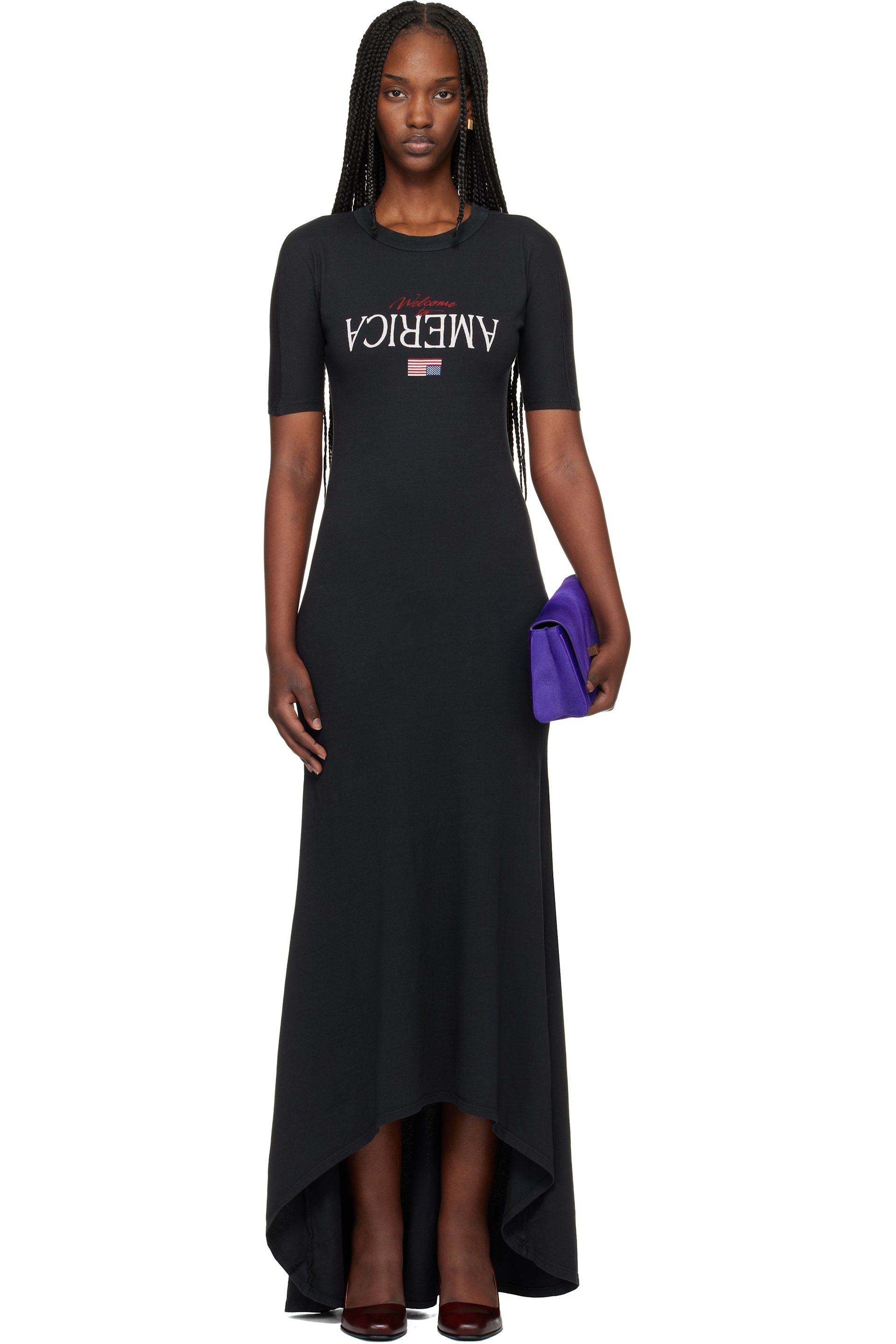 WILLY CHAVARRIA - Black 'Welcome To America' Maxi Dress