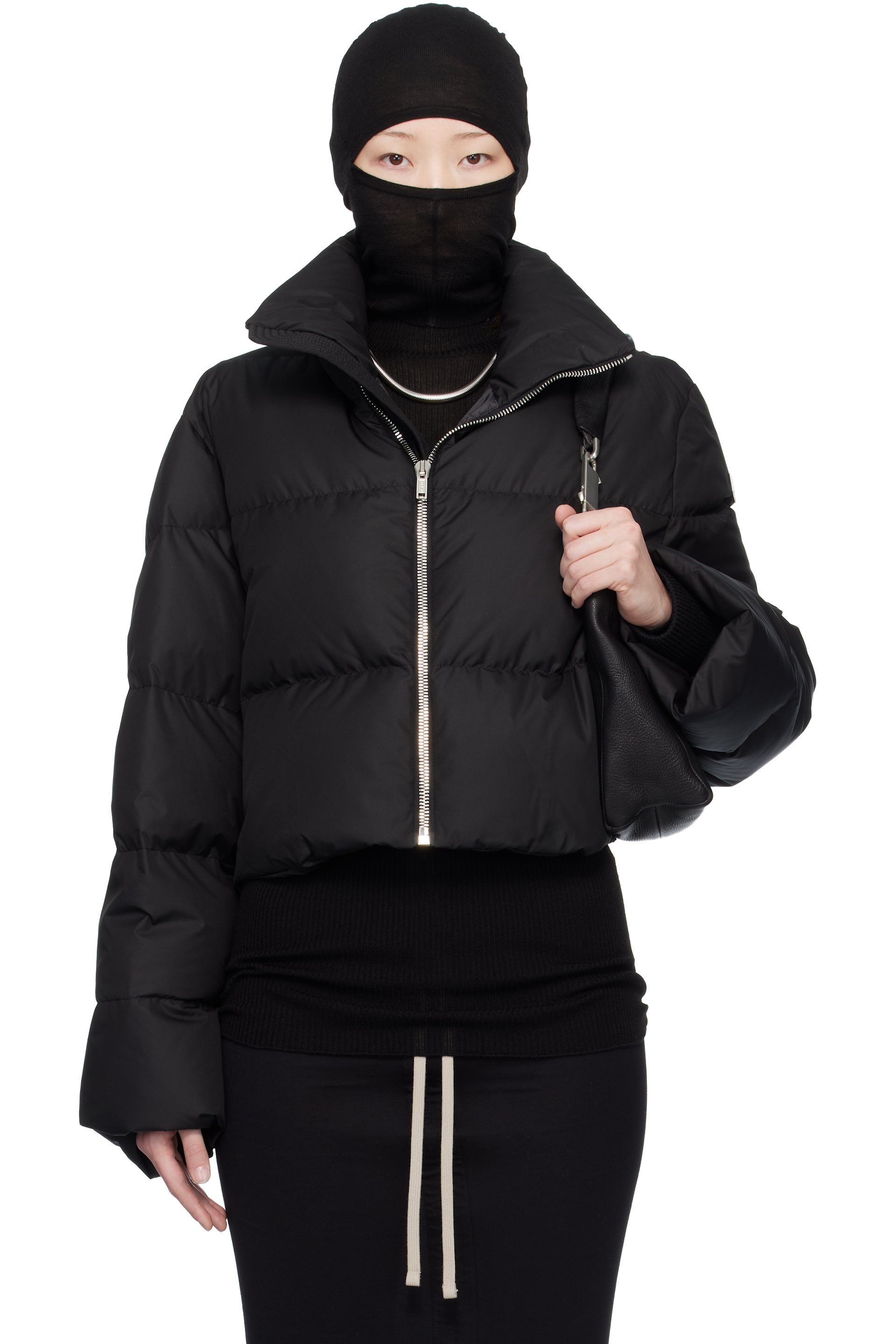 Rick Owens - Moncler + Rick Owens Black Cropped Cyclopic Down Jacket