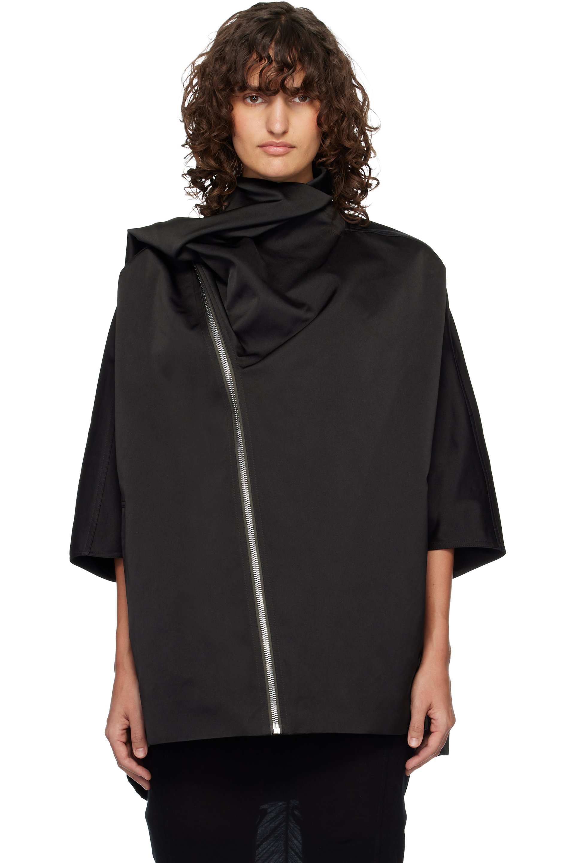Rick Owens: Black Temple Sail Biker Jacket | SSENSE
