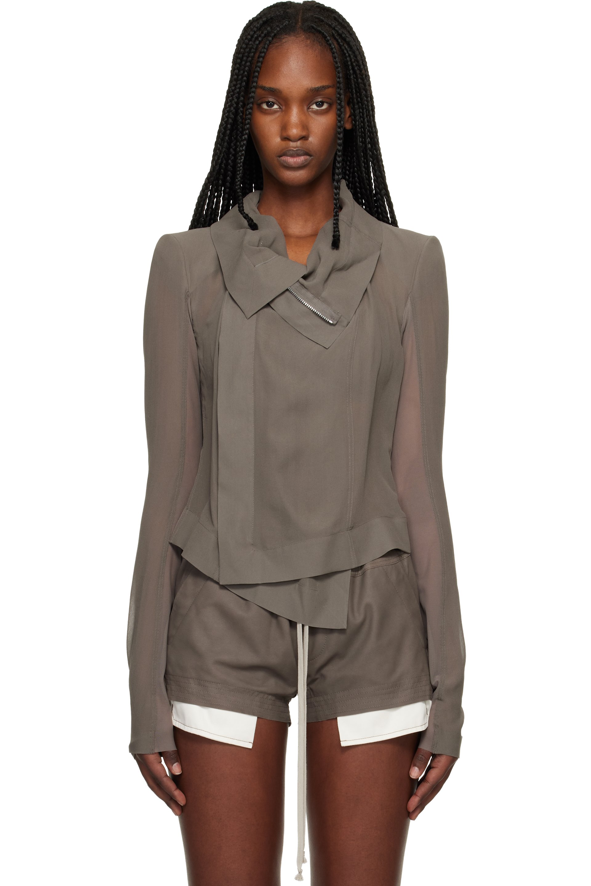 Rick Owens - Gray Temple Classic Biker Jacket