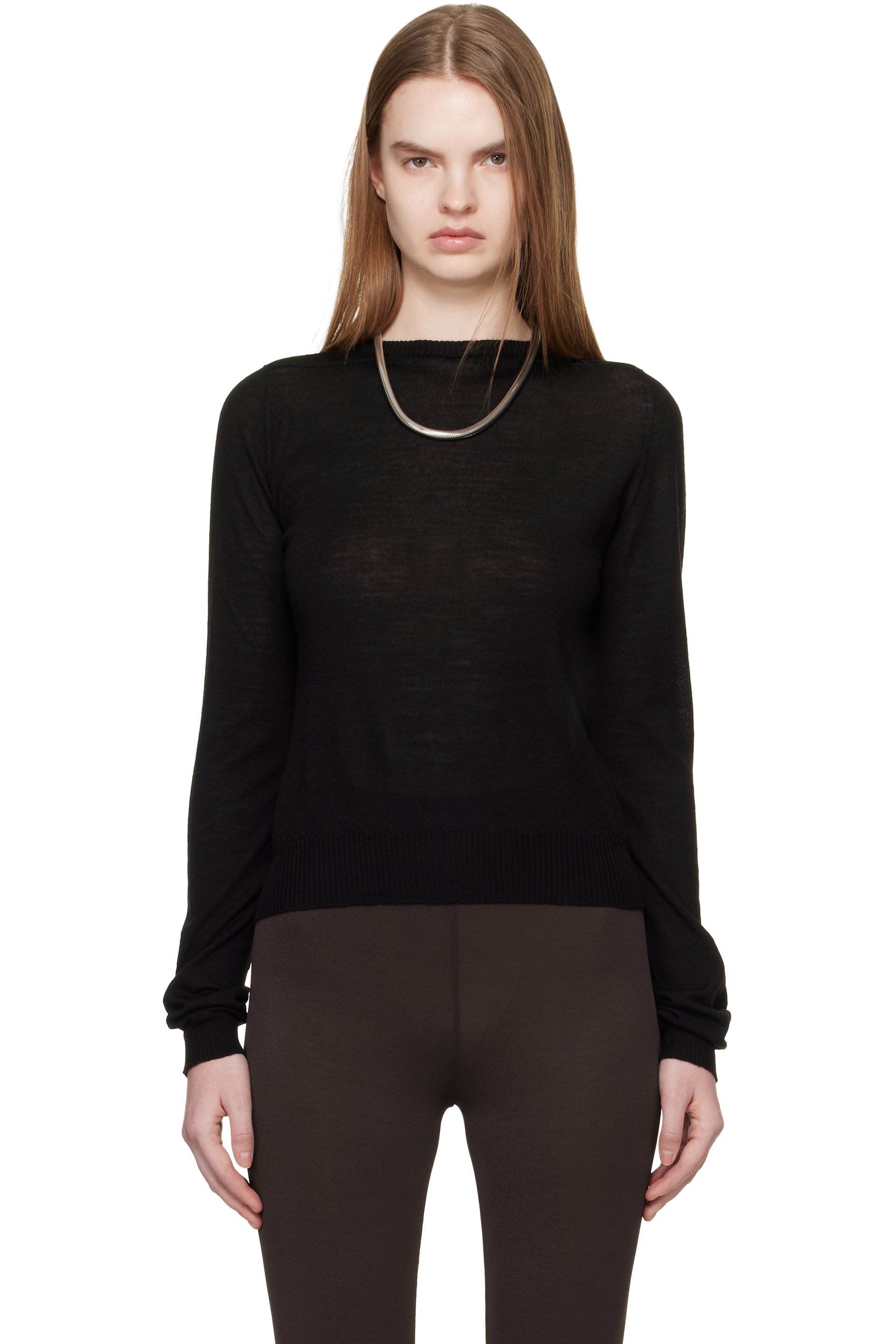 Rick Owens - Pull de style motard noir à couture horizontale aux épaules - Temple