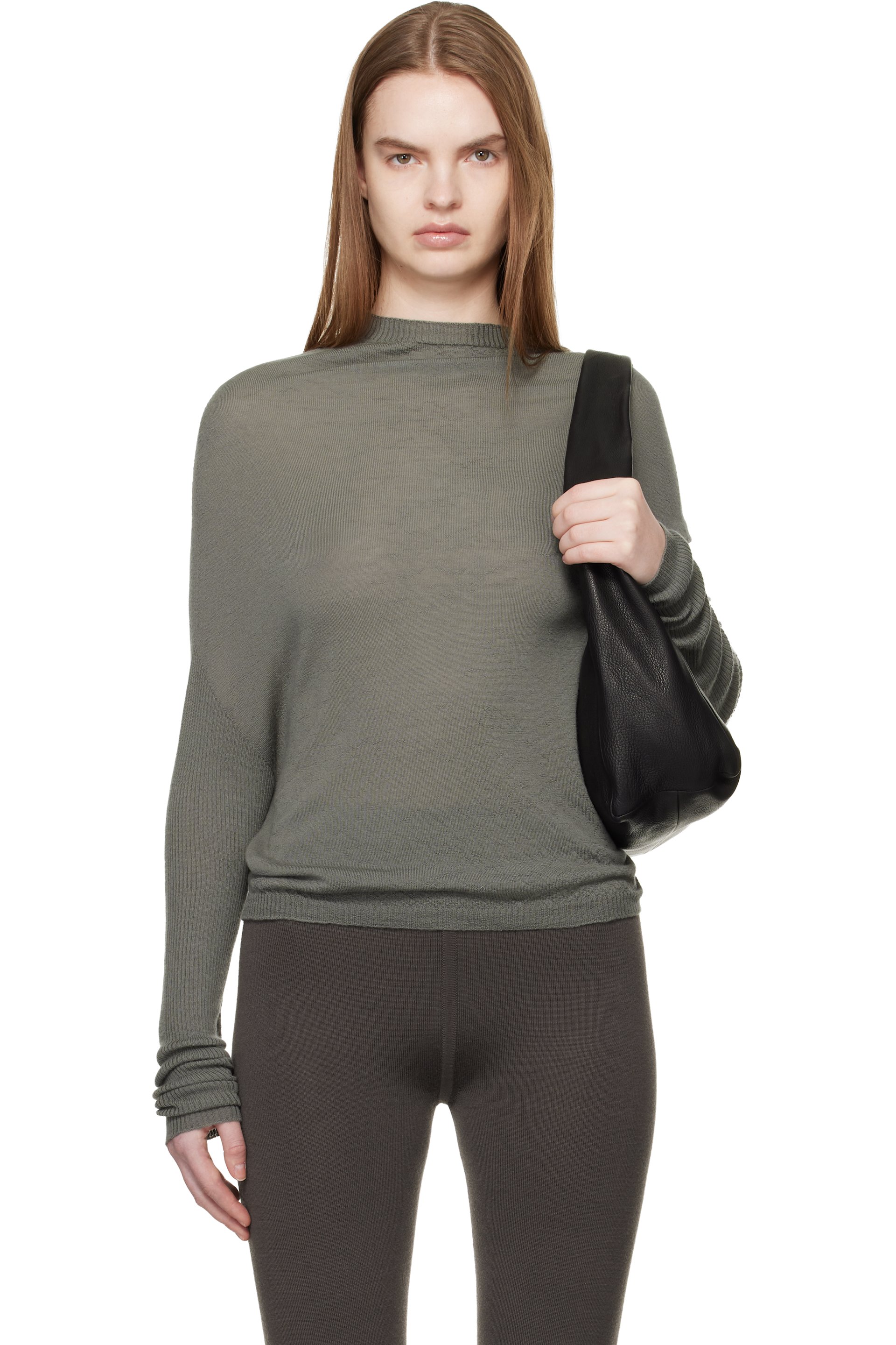 Rick Owens - Pull Crater kaki en tricot - Temple