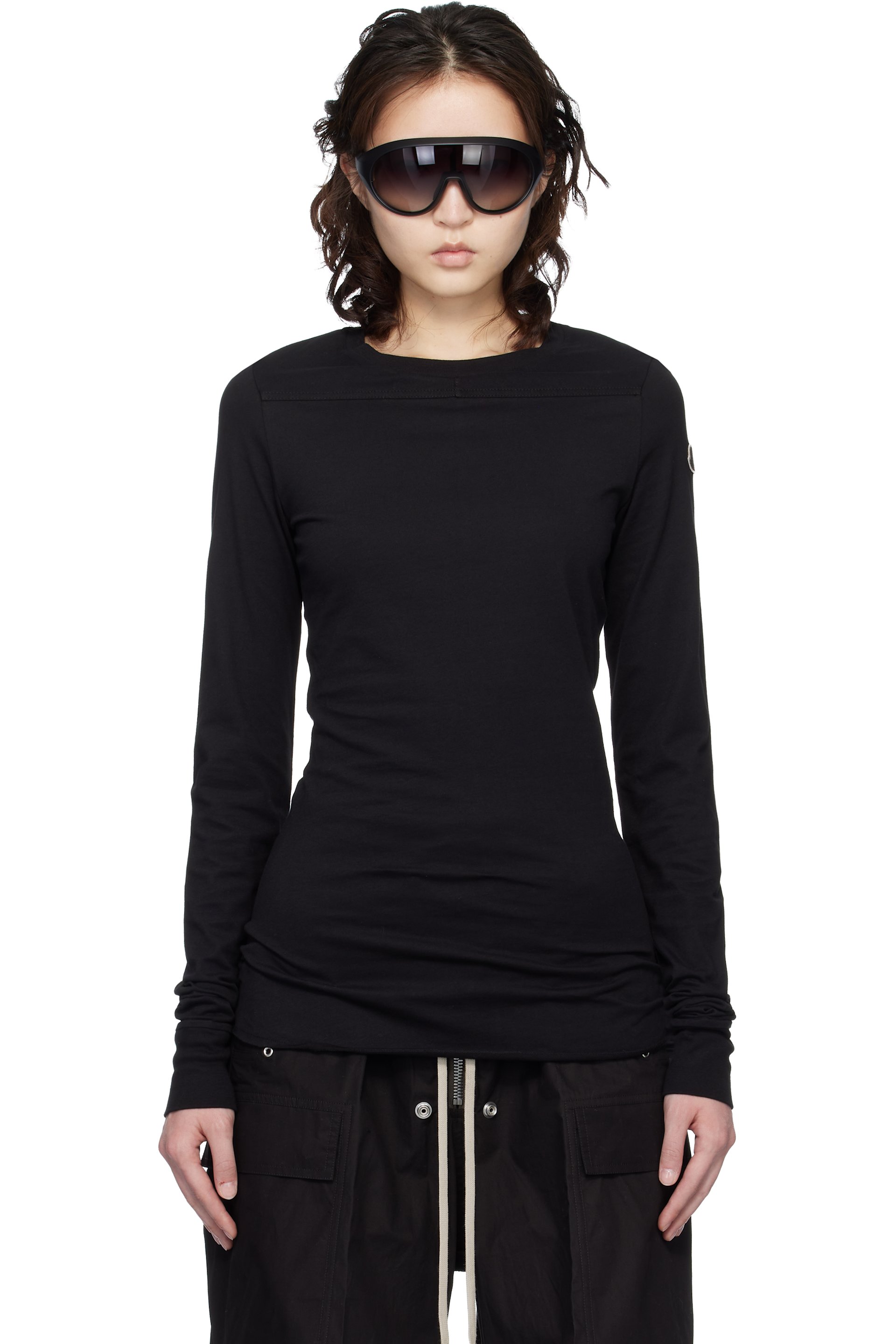 Rick Owens - T-shirt à manches longues noir à couture horizontale - Moncler + Rick Owens