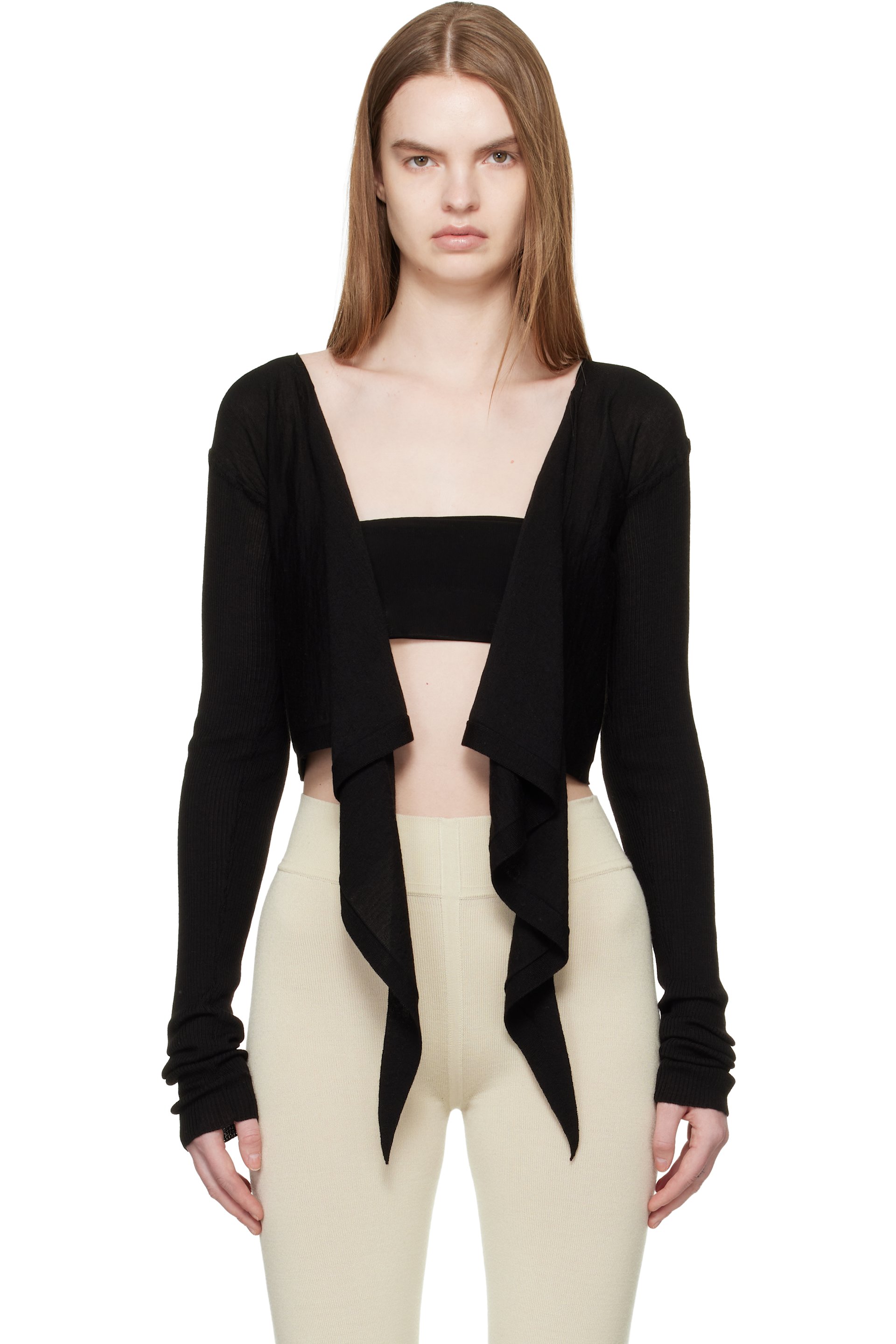 Rick Owens - Haut cache-cœur écourté noir - Temple