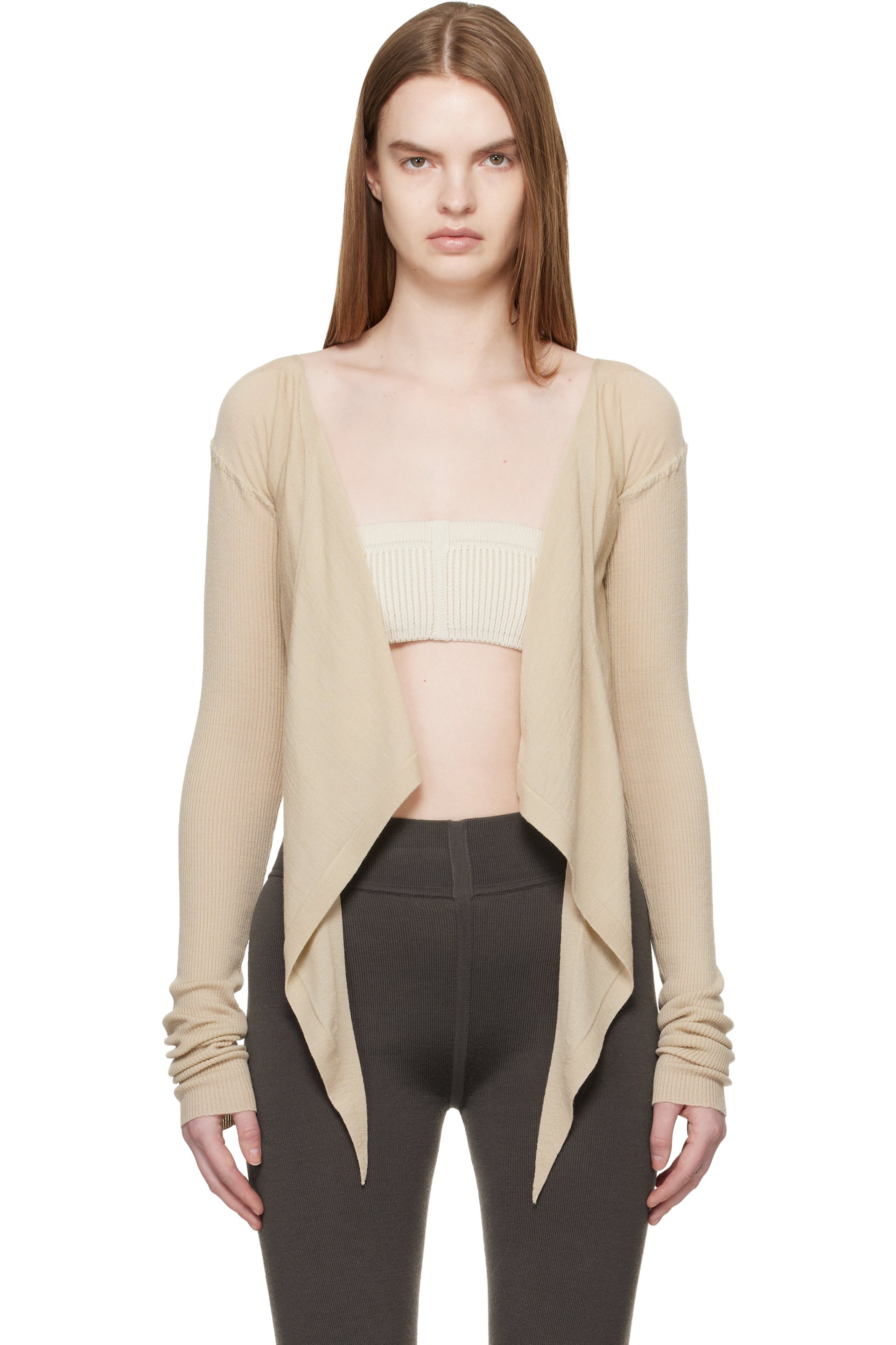 Rick Owens - Haut cache-cœur écourté beige - Temple