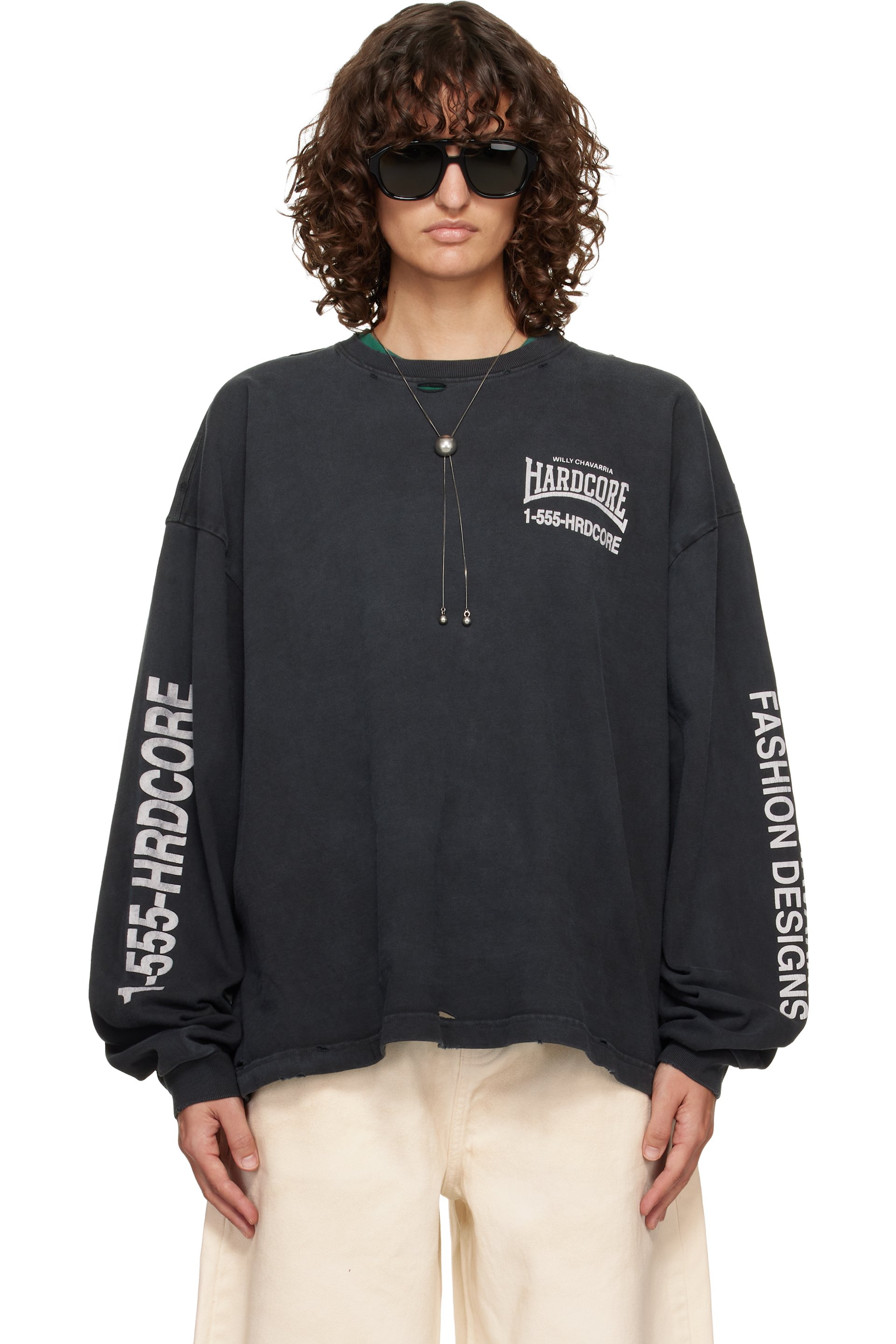 WILLY CHAVARRIA - ブラック 'Hardcore' Buffalo L/S Tシャツ