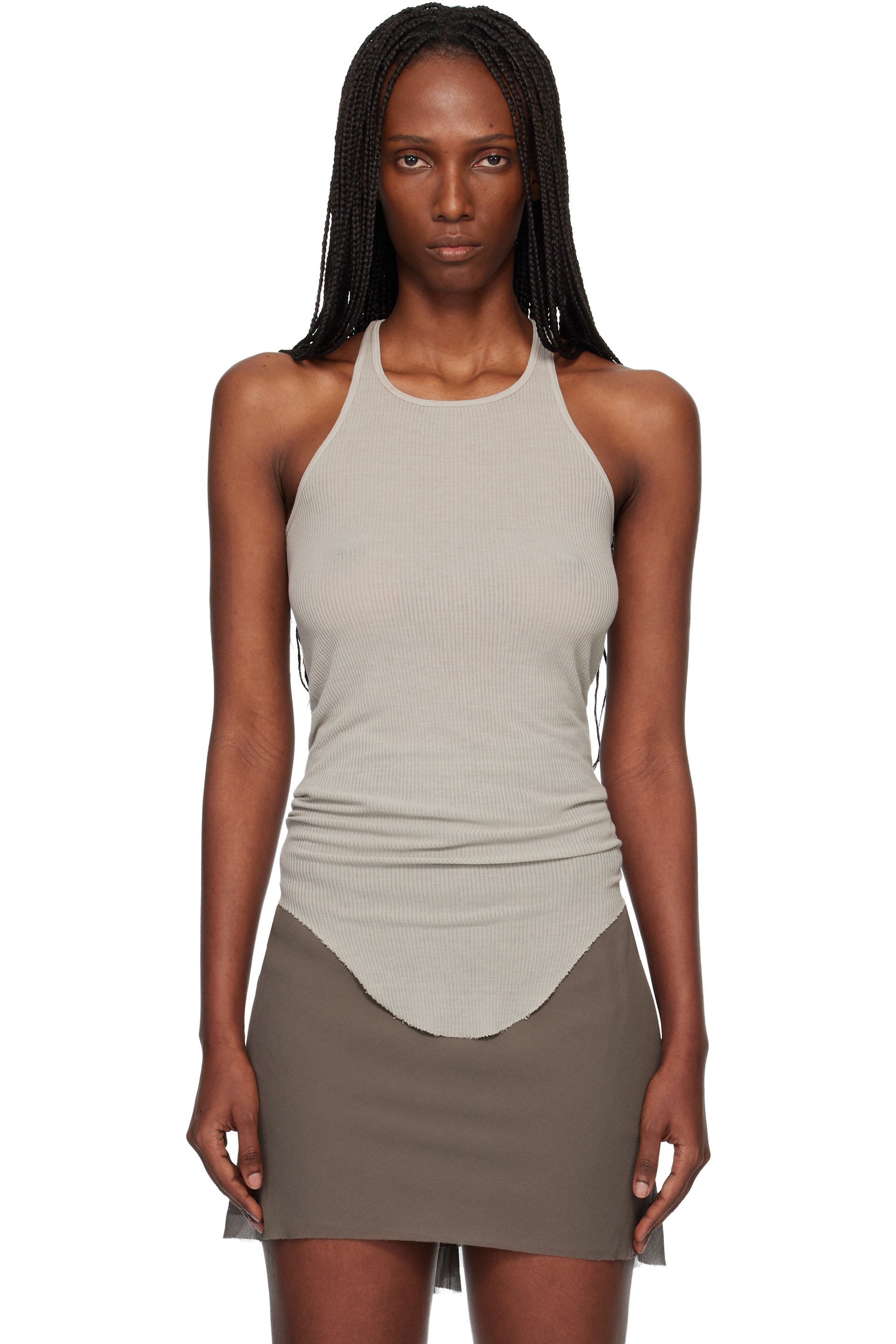 ☆彡リックオウエンス スラブ ダークブラウンロングカットソータンクトップS ウィメンズ用 Rick Owens タンクトップ & キャミソール | SSENSE 日本