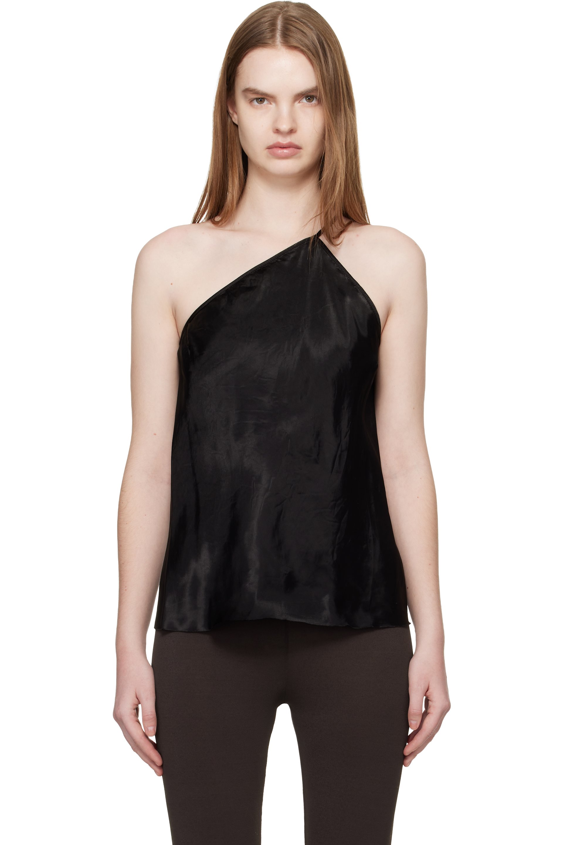 Rick Owens - Haut de style fond de robe noir à bretelle unique - Temple