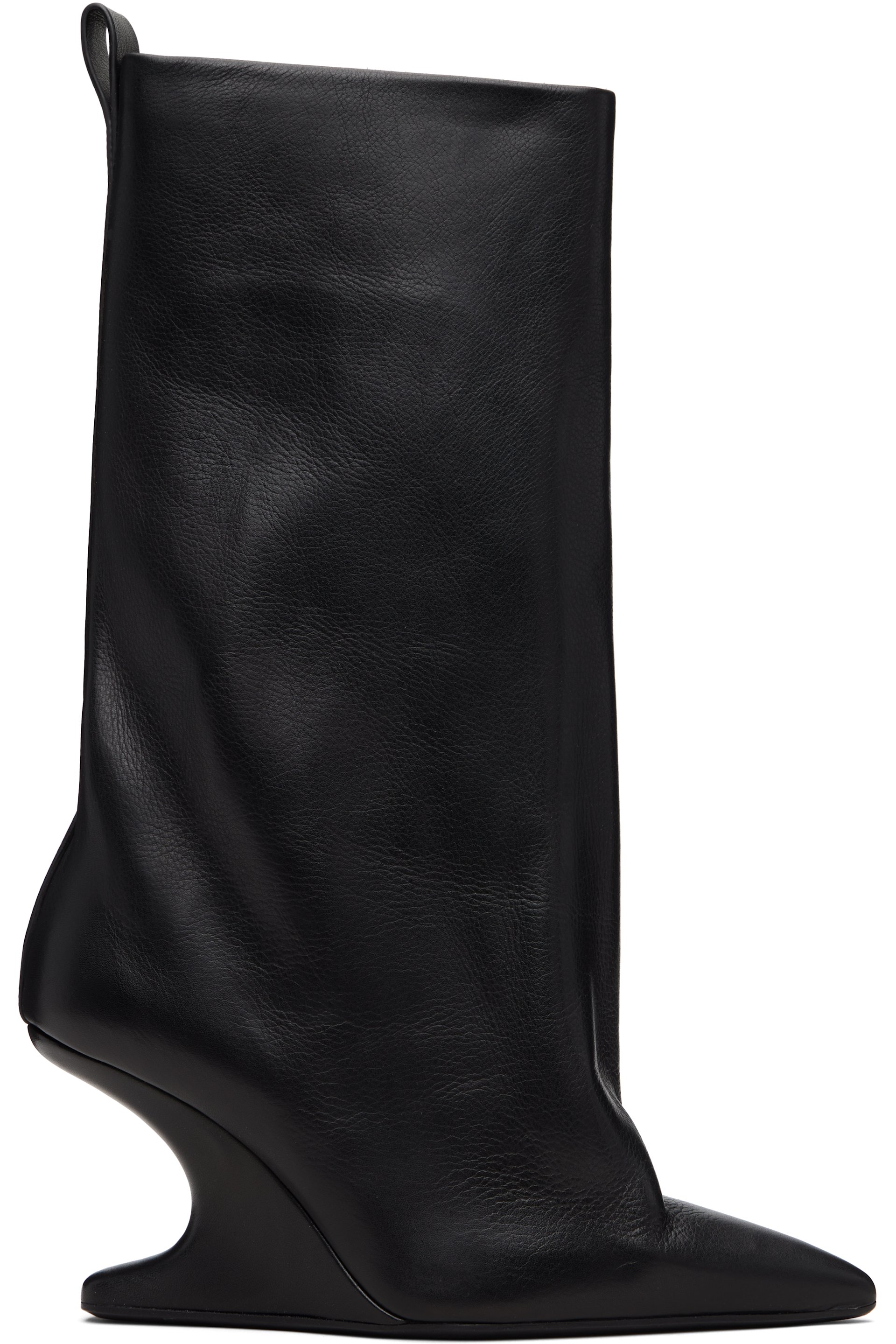 Rick Owens - Bottes à talon en porte-à-faux évasées 8 noires à bout pointu - Temple