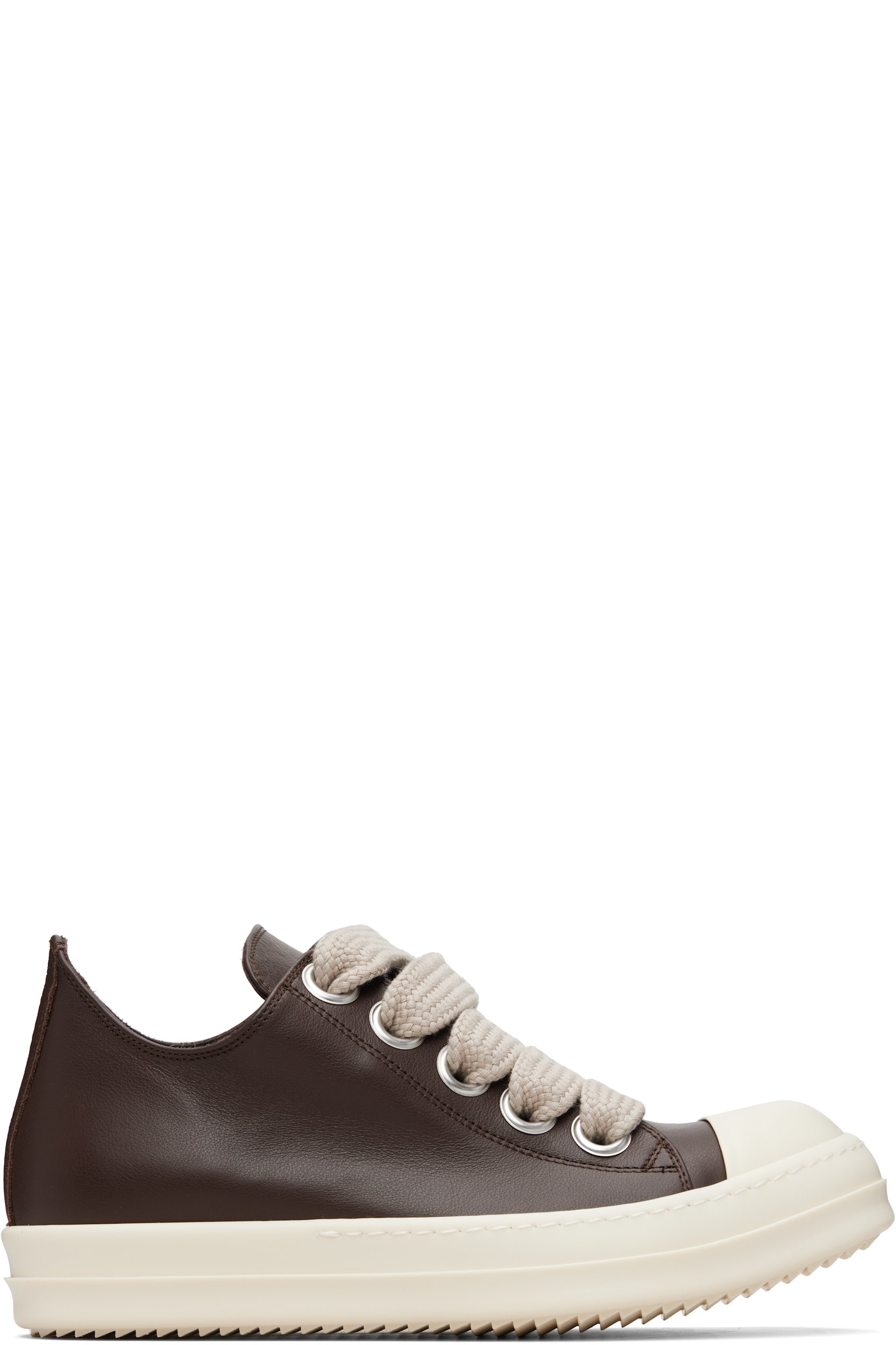 Rick Owens - Baskets basses brunes à laçage surdimensionné - Temple