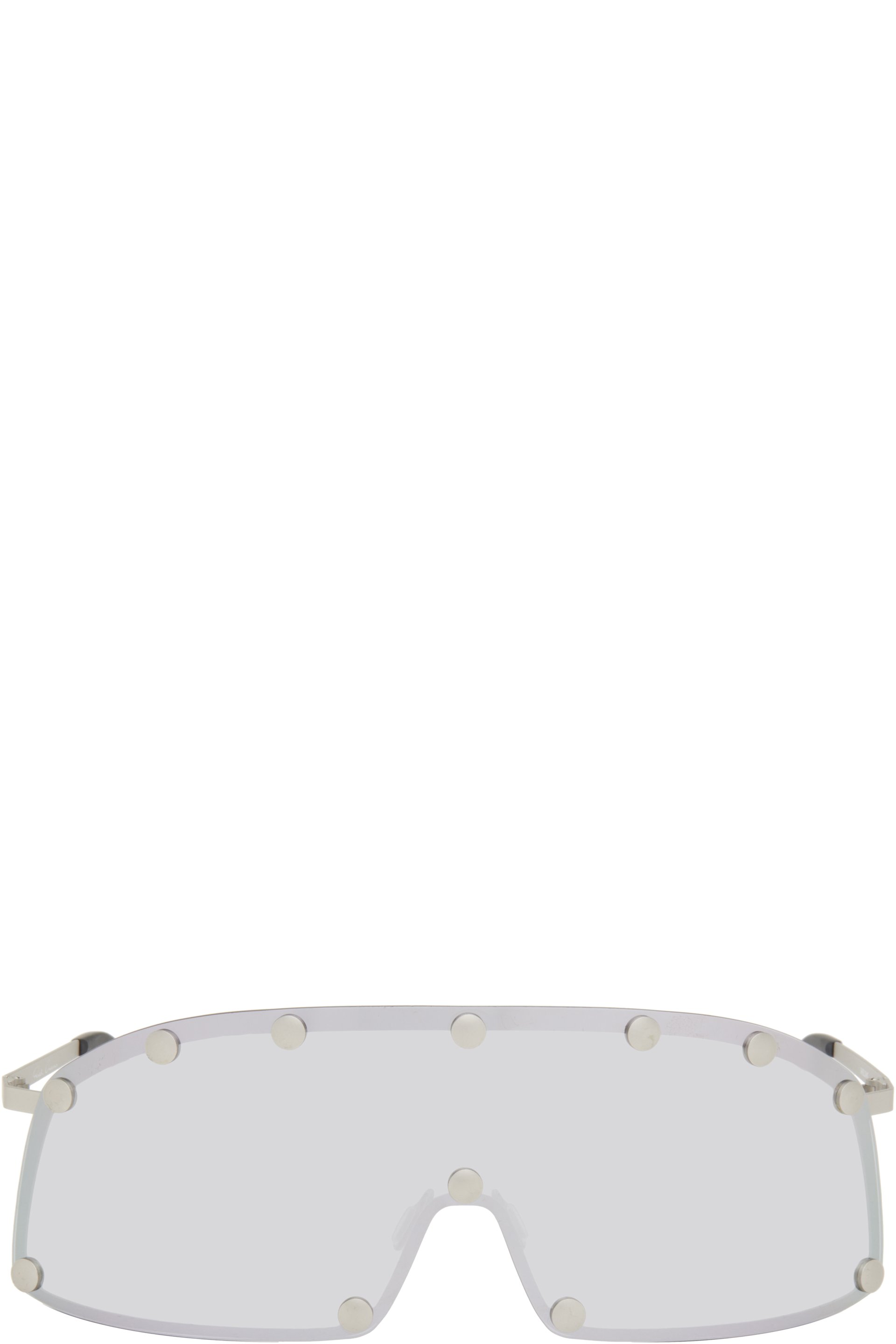 Rick Owens: Silver Temple Shielding Sunglasses | SSENSE