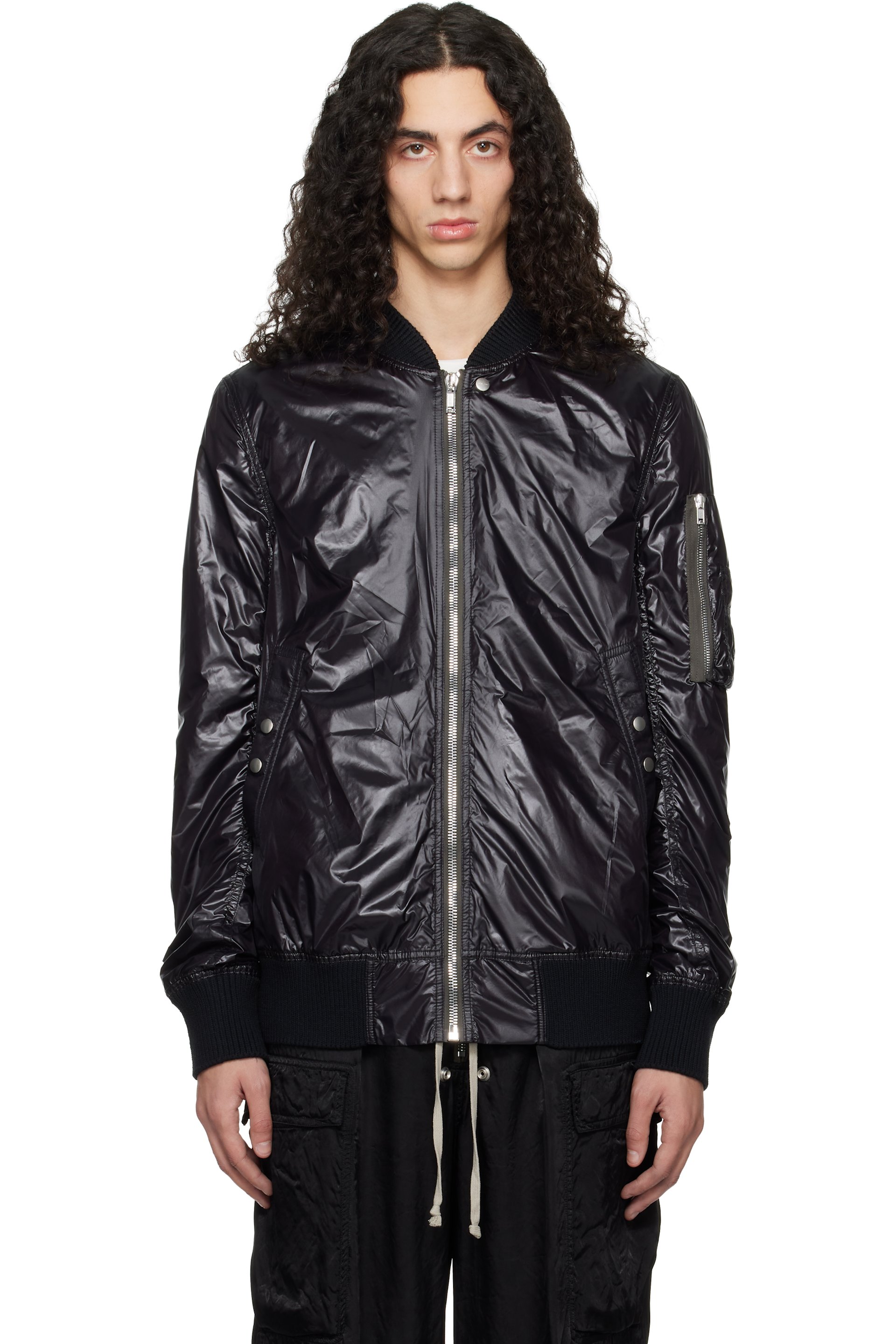 Rick Owens: Black Temple Classic Flight Bomber Jacket | SSENSE