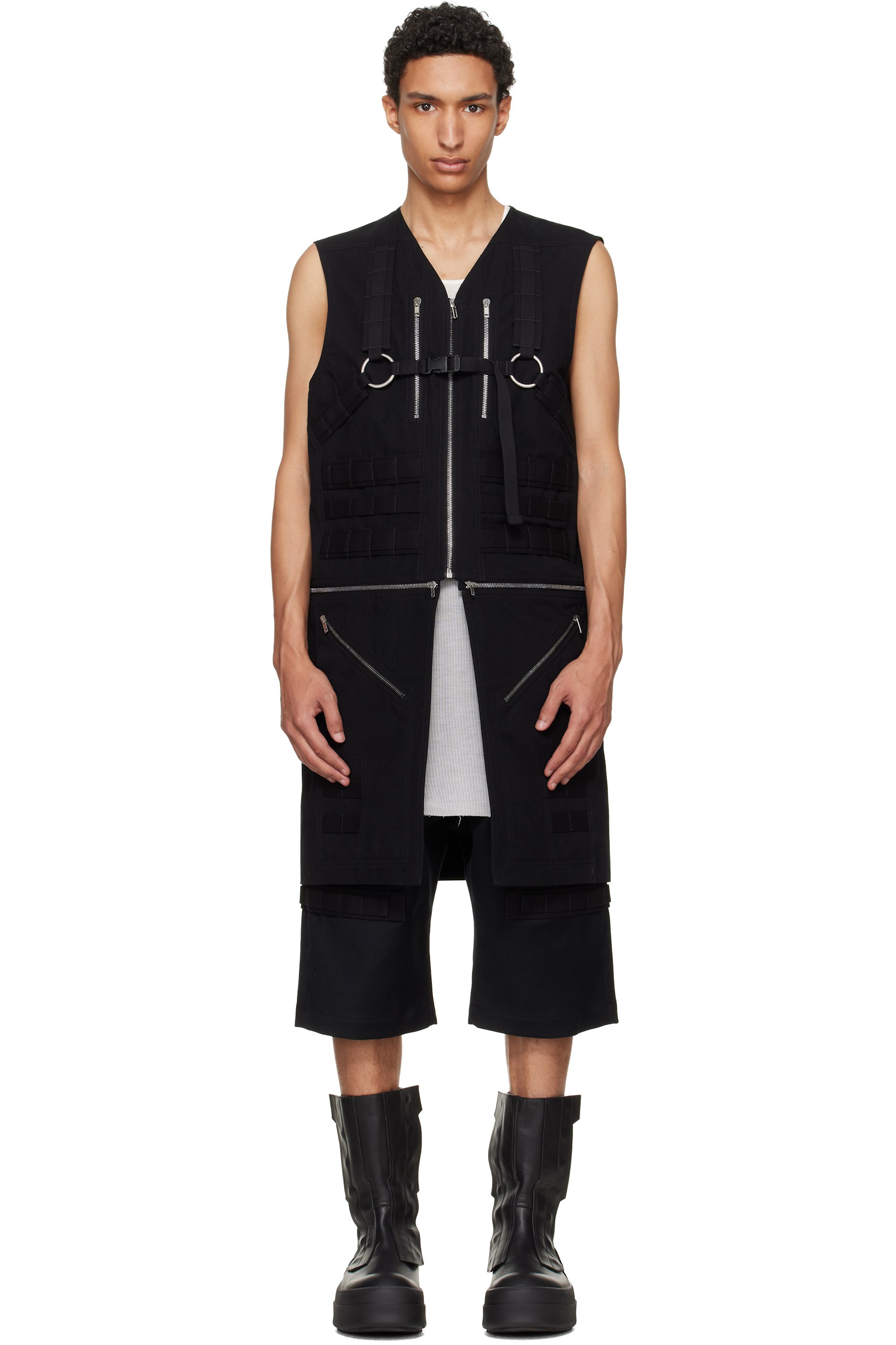 Rick Owens: Black Temple Blixa Utility Vest | SSENSE